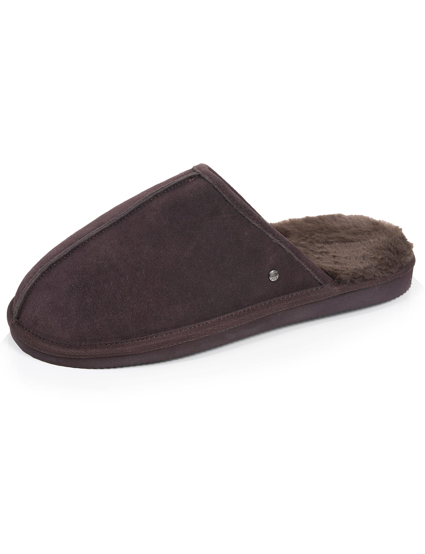 isotoner-chaussons-mules-homme-cuir-chocolat image 6