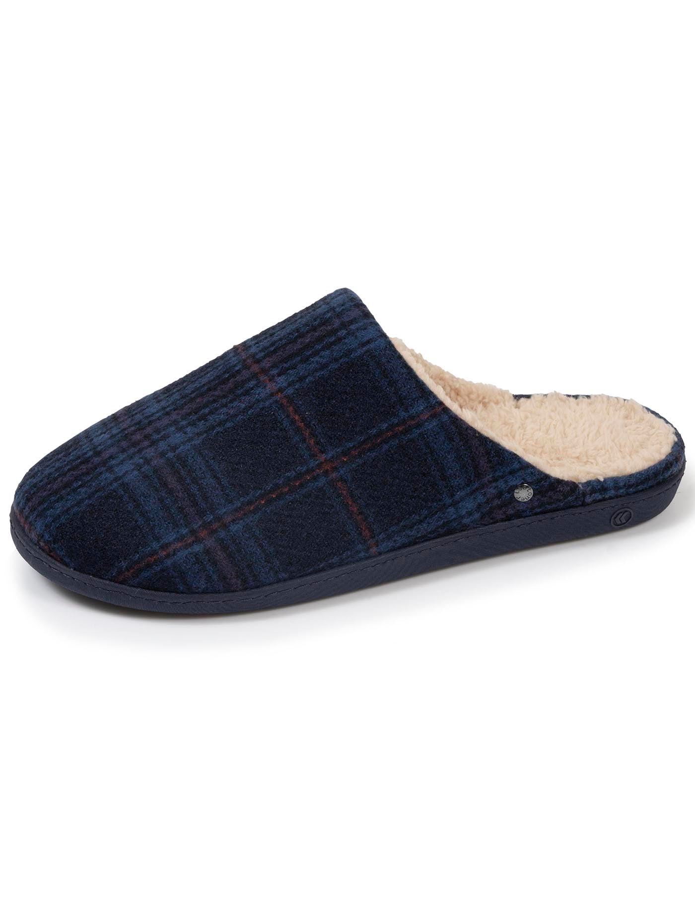 isotoner-chaussons-mules-homme-tartan-bleus-vo-te-plantaire image 6