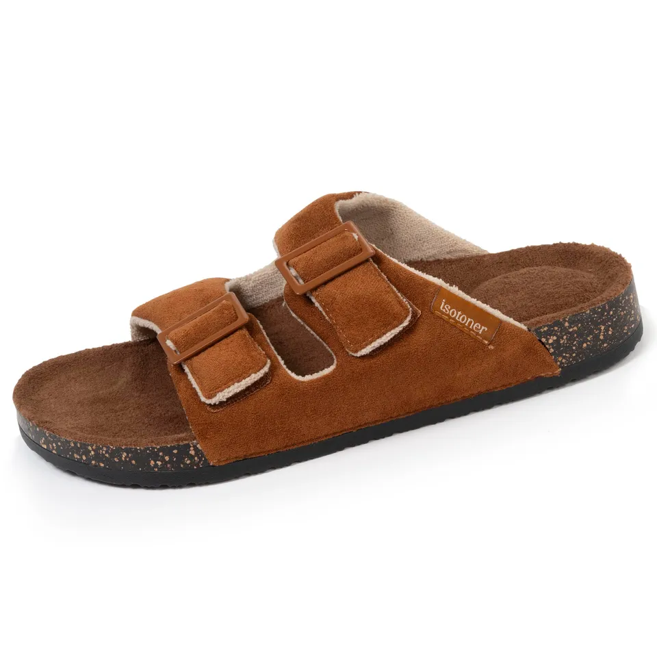 isotoner-chaussons-sandales-homme-confort-camel image 1