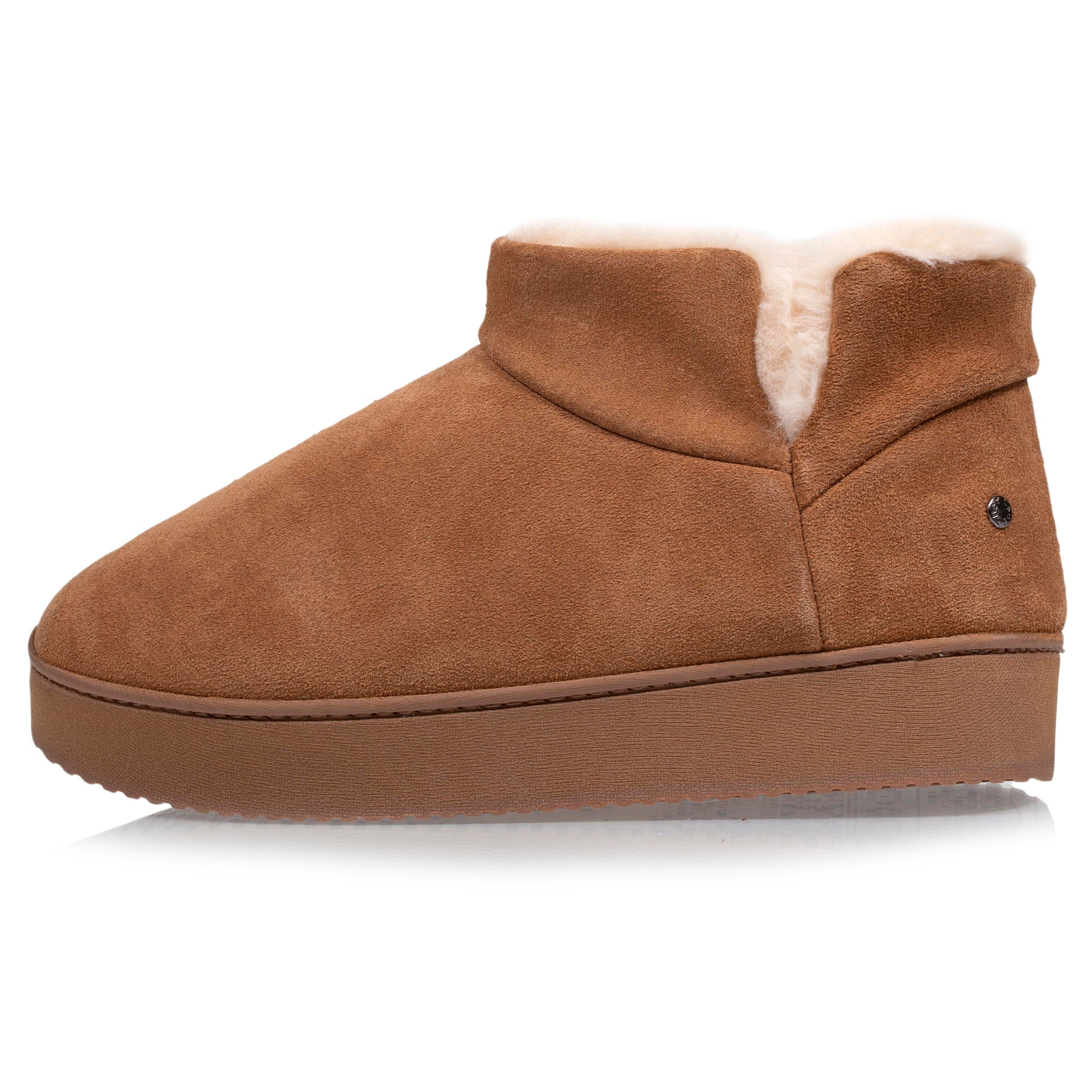 isotoner-chaussons-bottillons-cuir-femme-camel-semelle-plateforme image 3