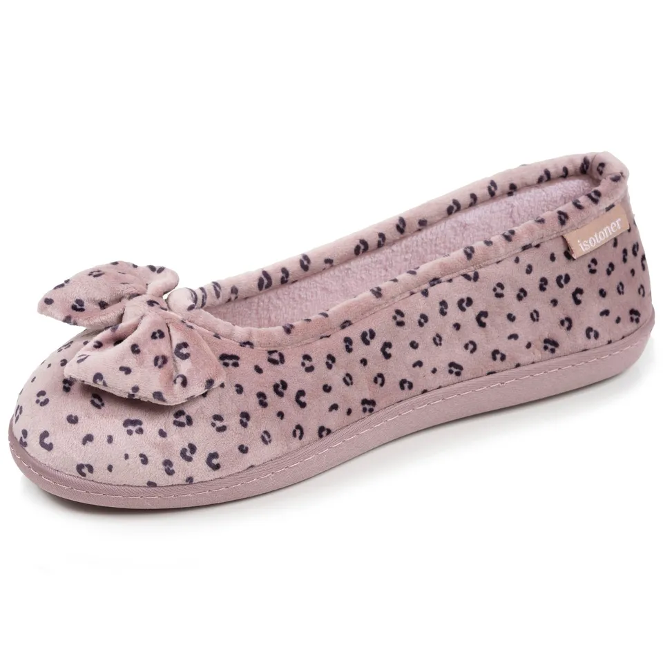 isotoner-chaussons-ballerines-femme-l-opard-blush image 1