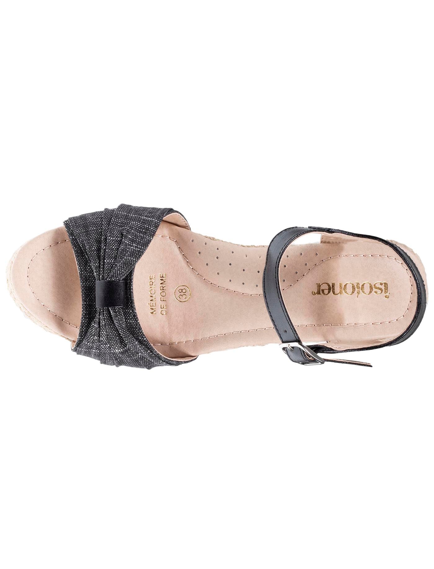 isotoner-espadrilles-femme-ouverte-talon-corde-6-cm-noir image 7