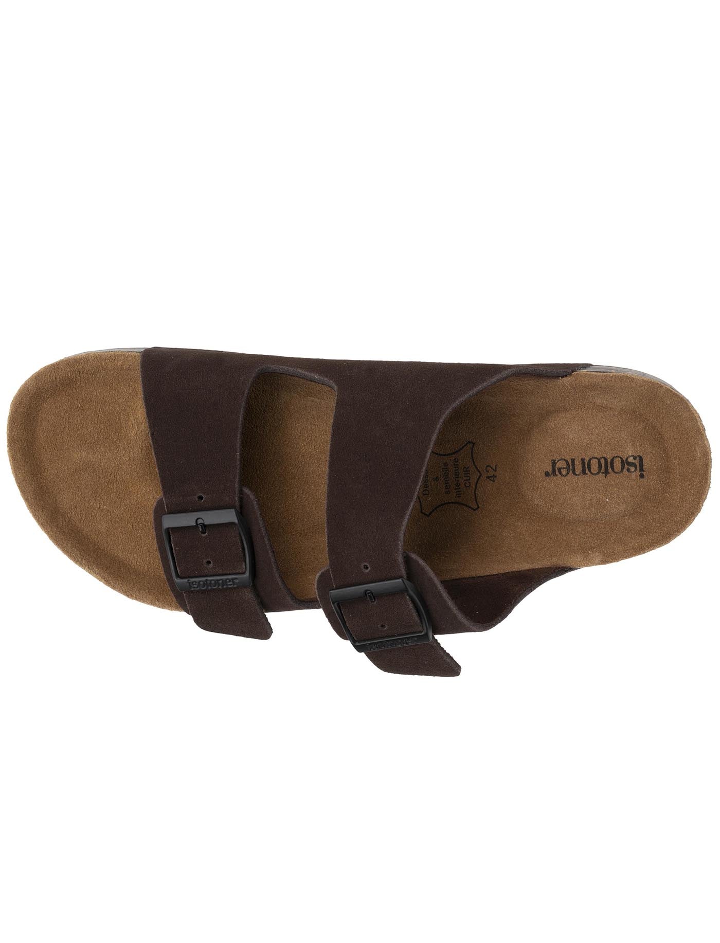 isotoner-mules-sandales-homme-double-bride-cuir-marron image 7