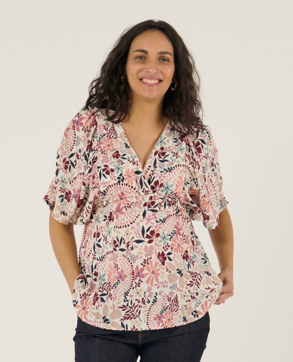 cache-c-ur-bella-blouse-chemise-d-allaitement-manches-papillon-multicolore image 2
