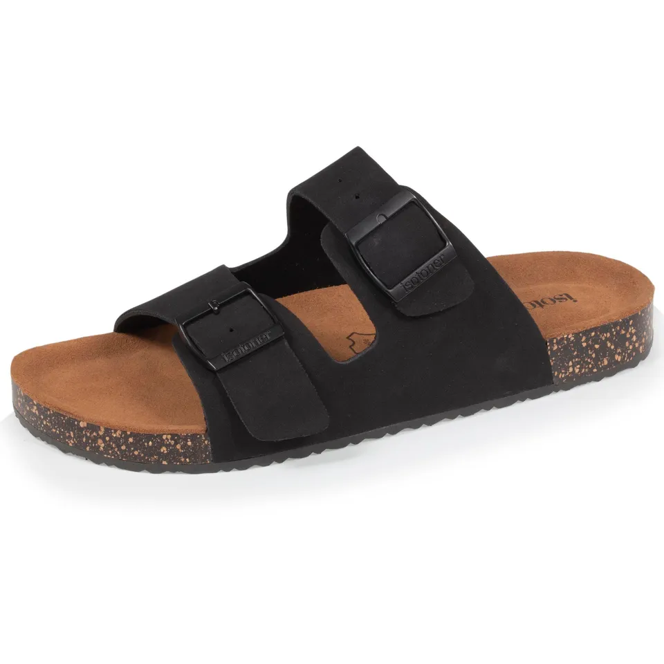 isotoner-mules-sandales-homme-double-bride-noir image 1