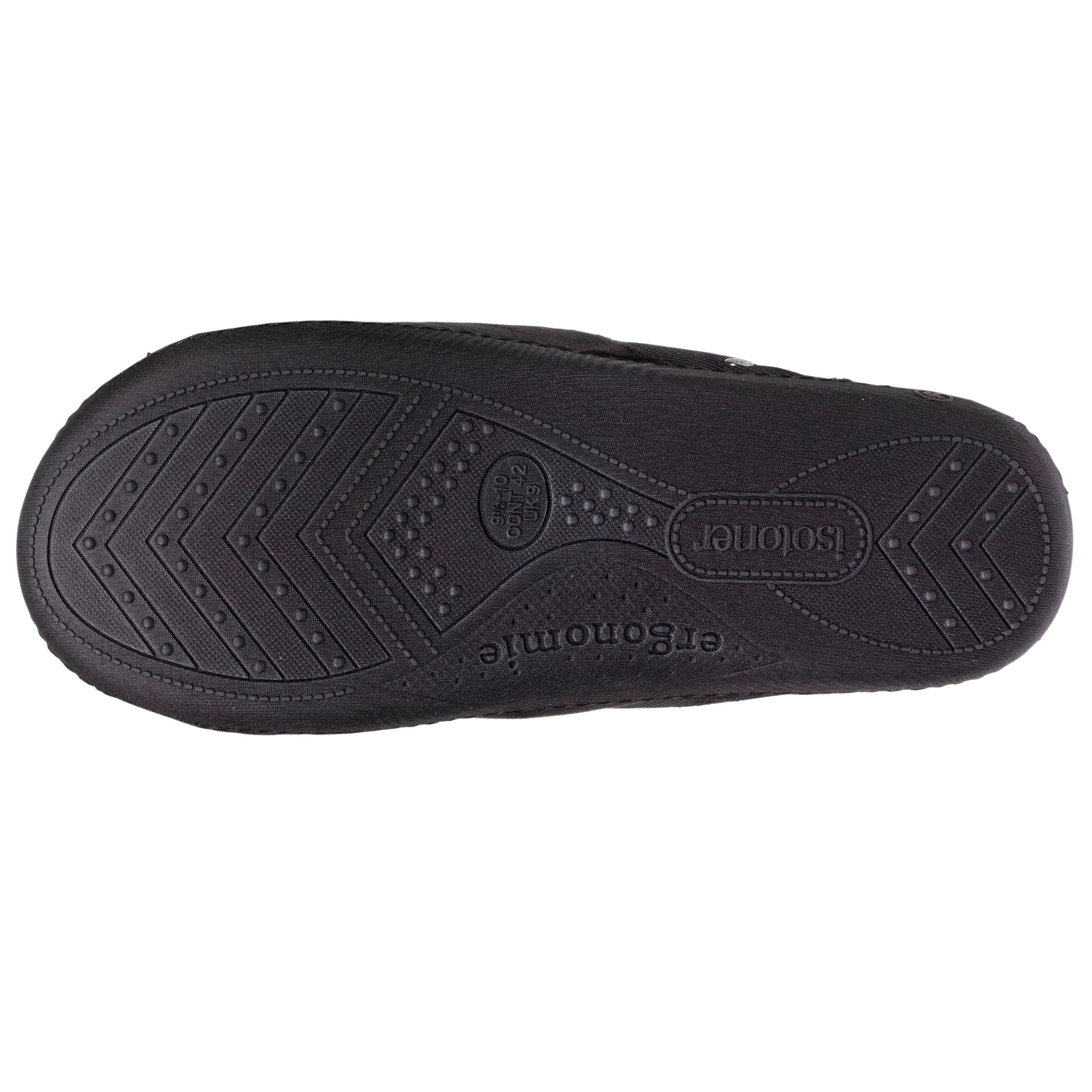 isotoner-chaussons-mules-ergo-homme-noir-micro-velours image 5