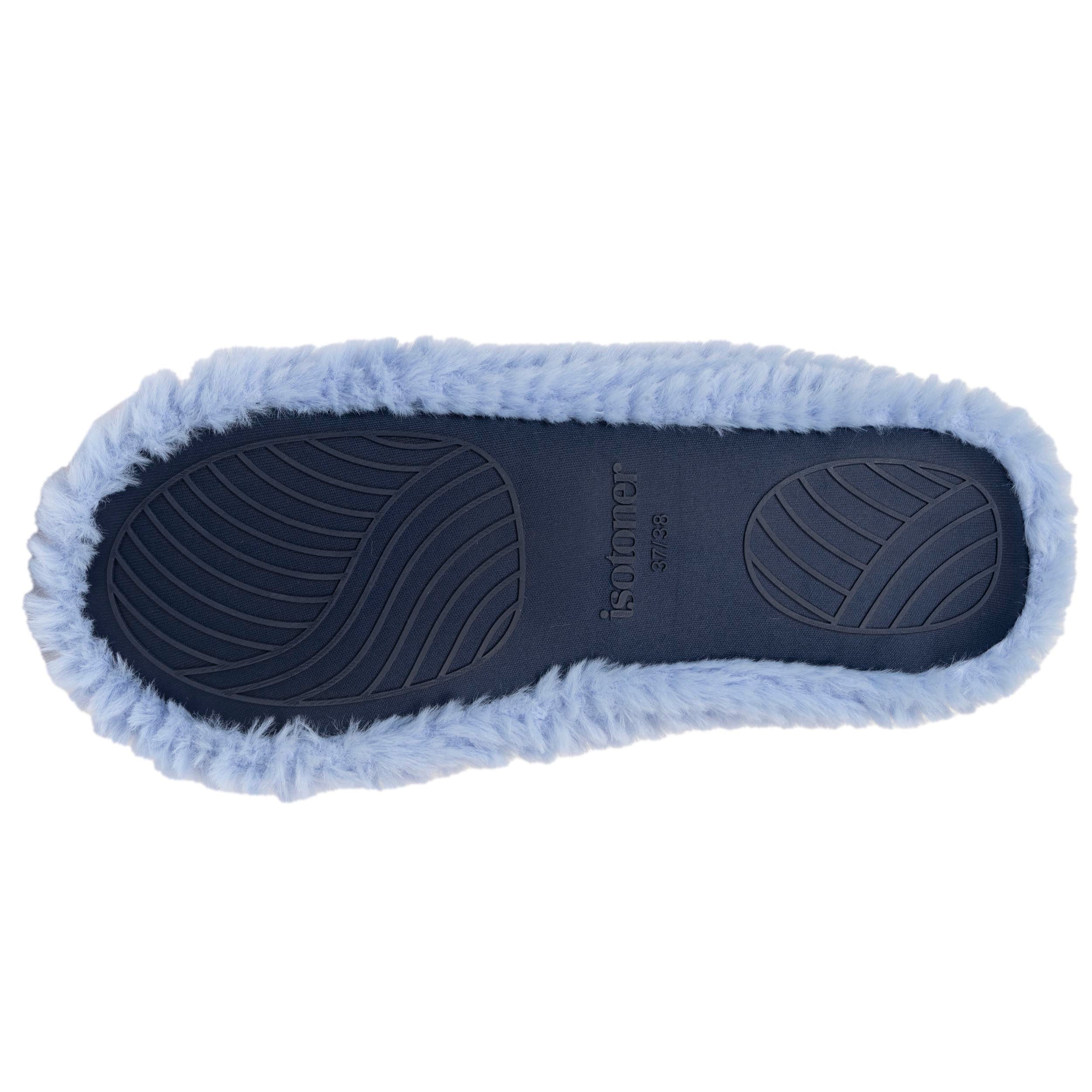 isotoner-chaussons-ballerines-femme-chat-bleu-fourrure-douce image 5