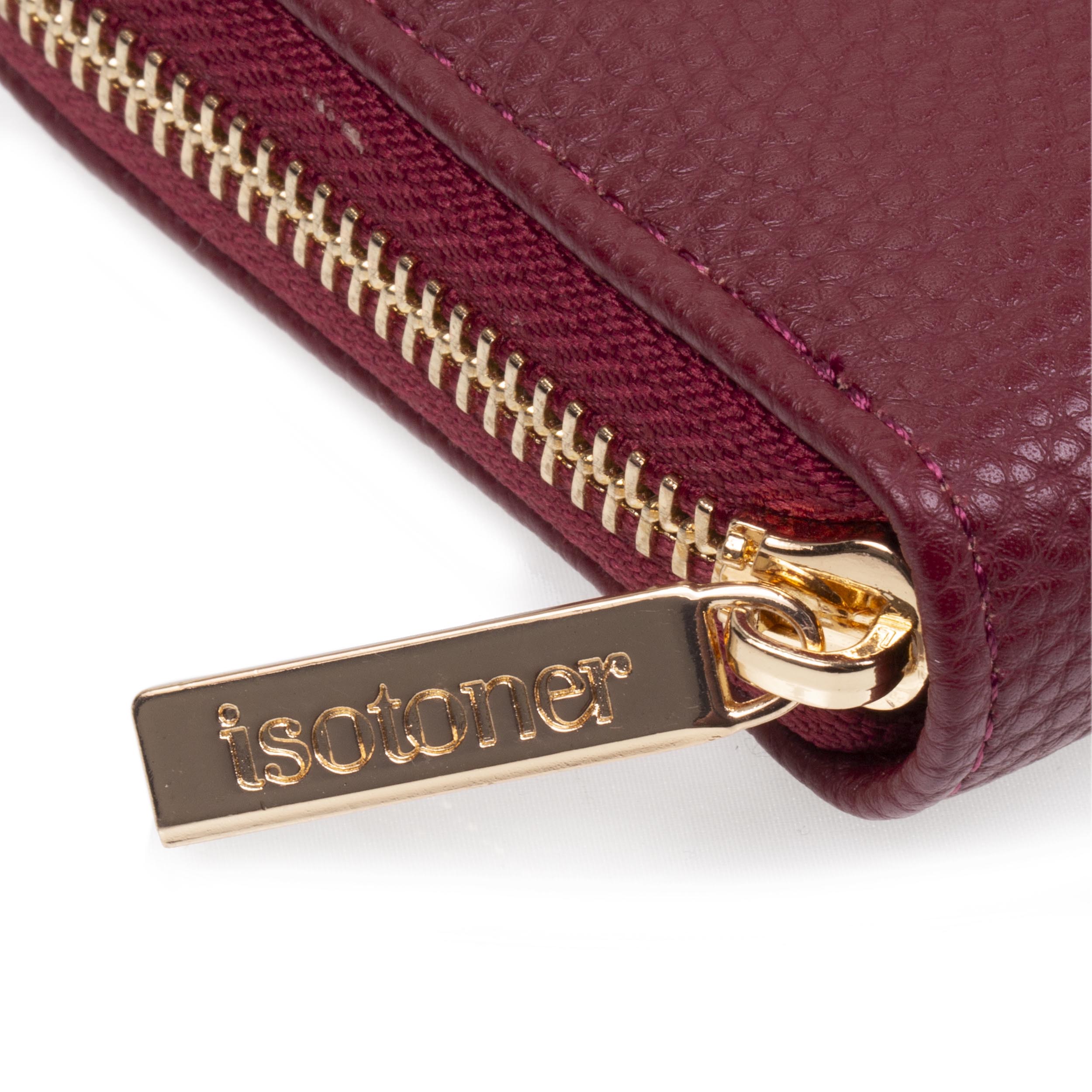 isotoner-portefeuille-femme-zipp-rouge-rfid image 4