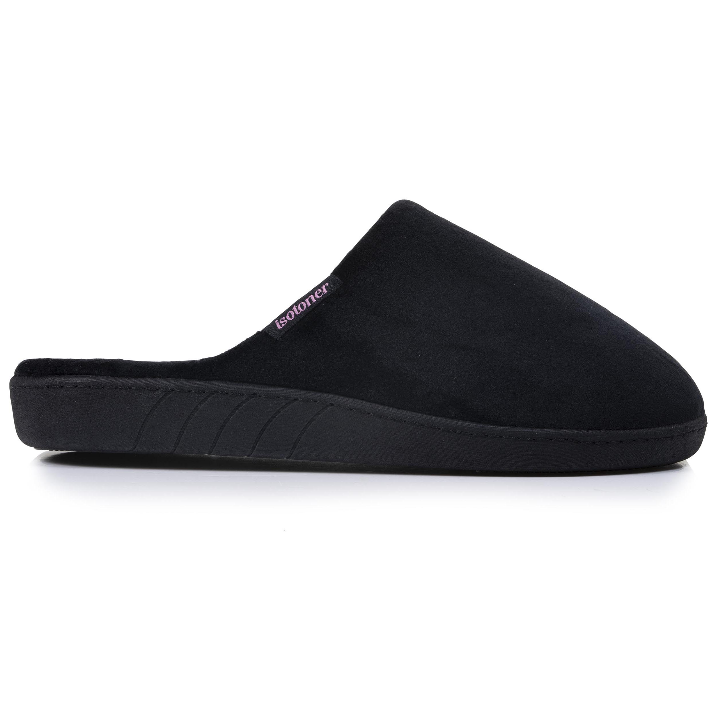 isotoner-chaussons-mules-femme-noir-rayures-m-moire-de-forme image 8