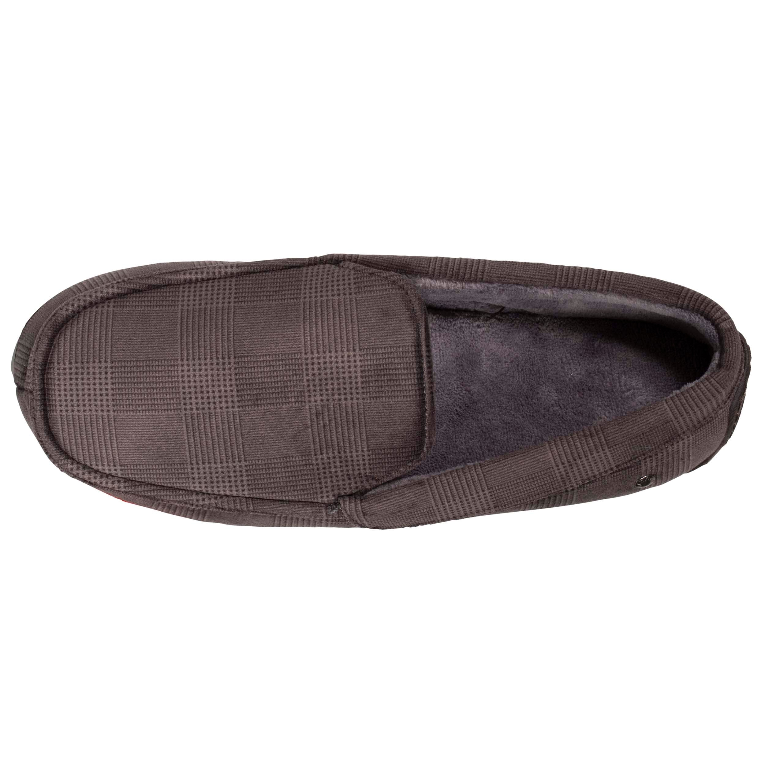 isotoner-chaussons-mocassins-homme-gris-carreaux-velours image 3