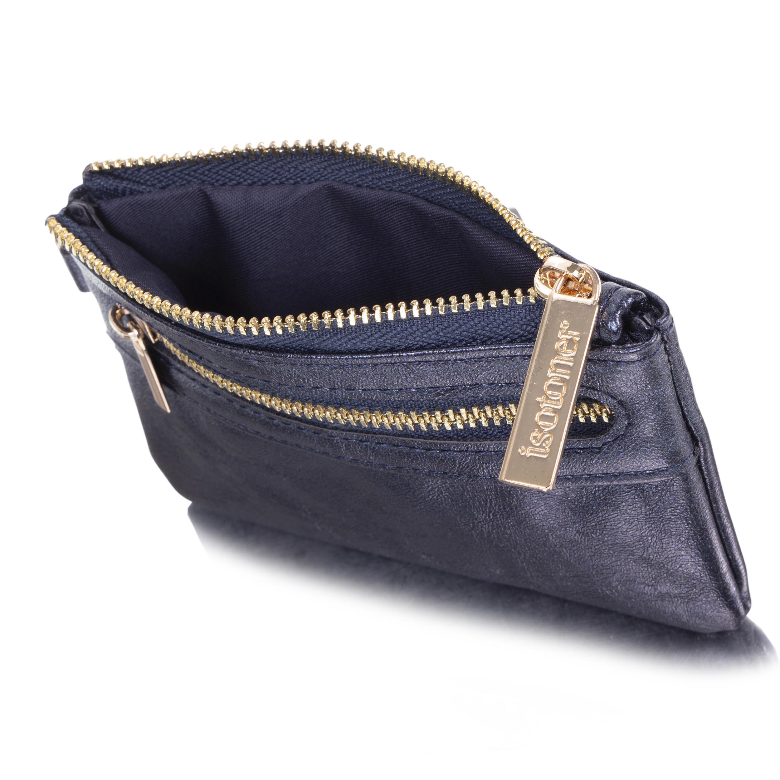 isotoner-porte-monnaie-femme-zipp-marine-12x8-5-cm-anti-rfid image 2