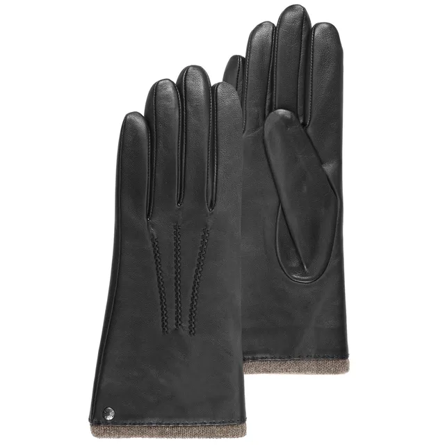 isotoner-gants-femme-cuir-chaud-noir image 1