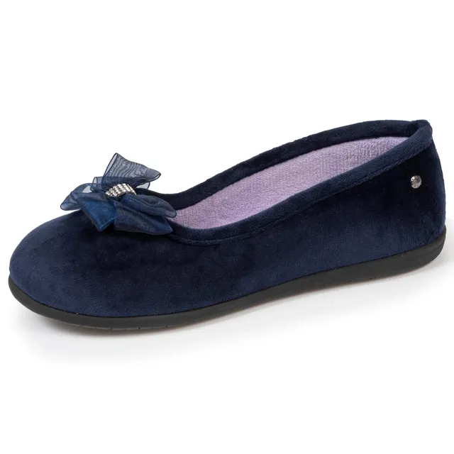 isotoner-chaussons-ballerines-bleu-marine-femme image 1