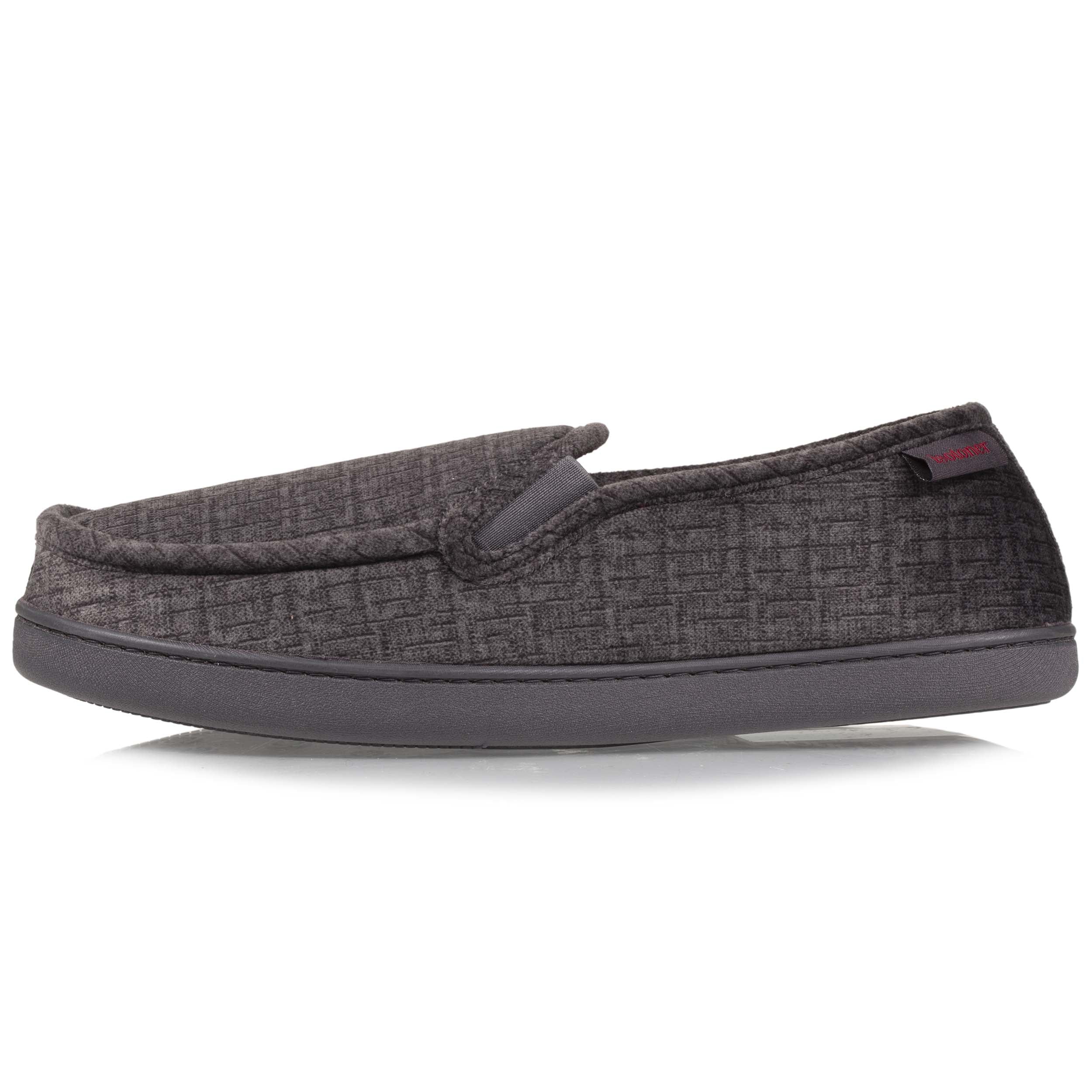 isotoner-chaussons-mocassins-homme-gris-rouge image 3
