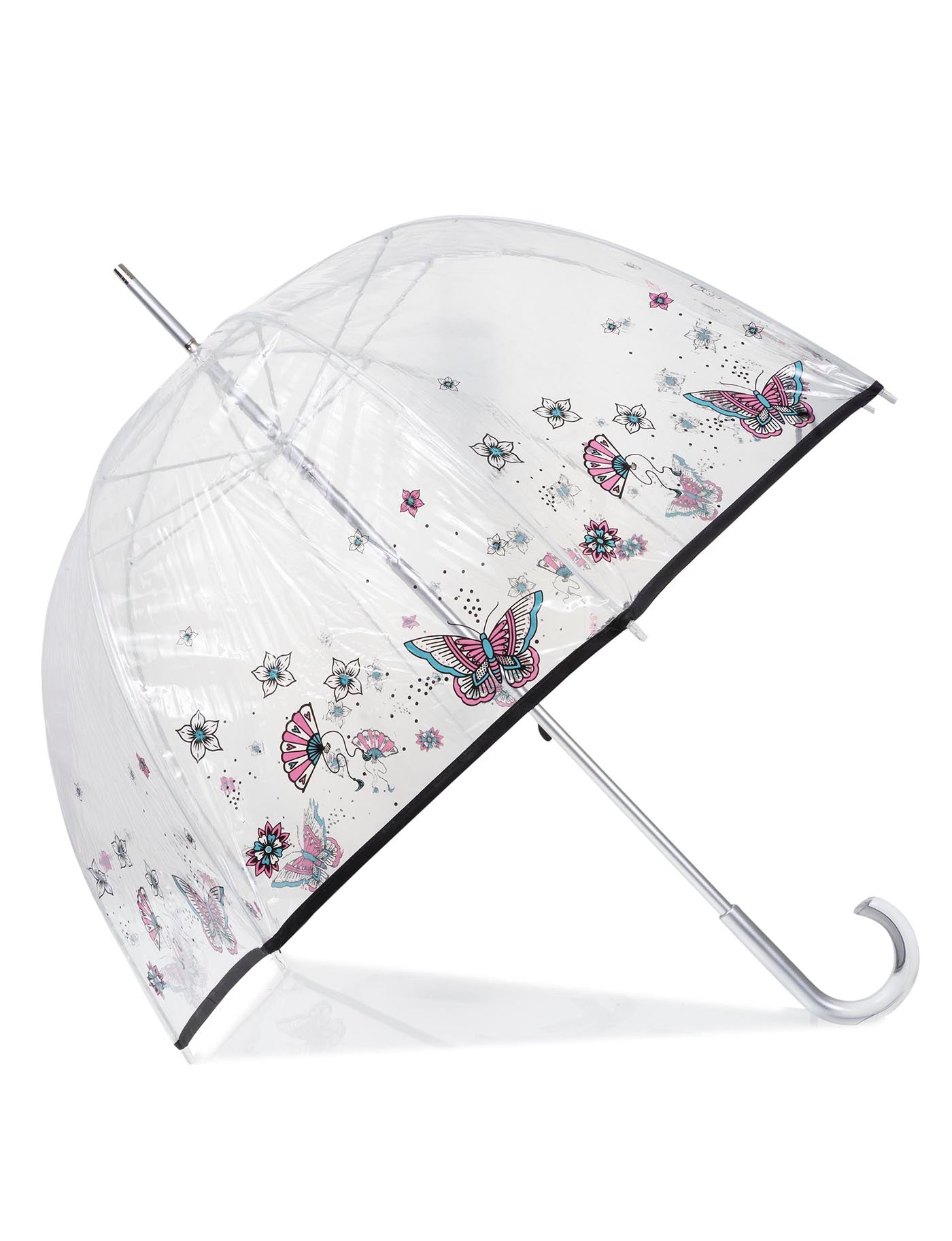 isotoner-parapluie-cloche-transparent-papillon-rose-85-cm image 6