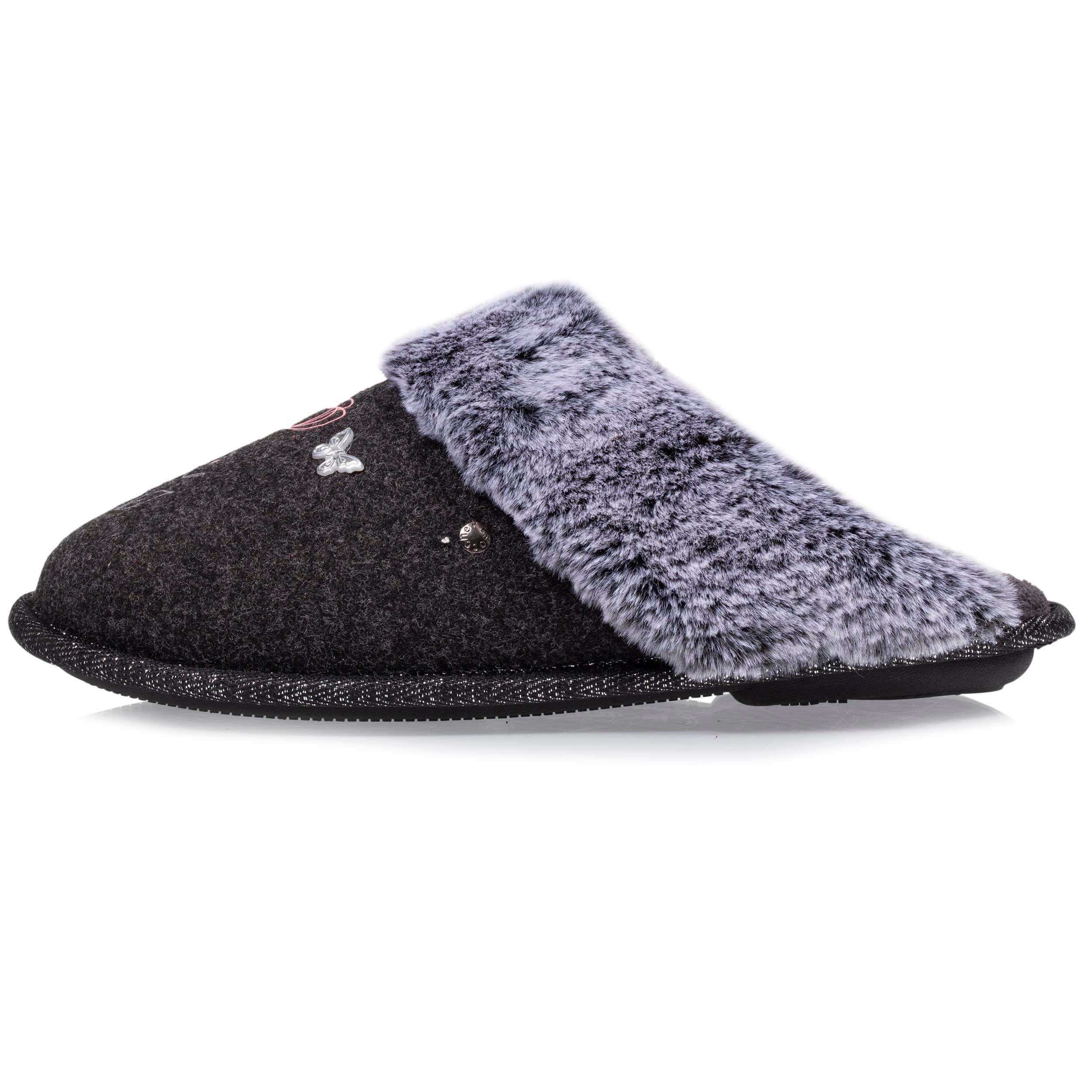 isotoner-mules-plates-femme-gris-dessin-feutrine-lavable image 3