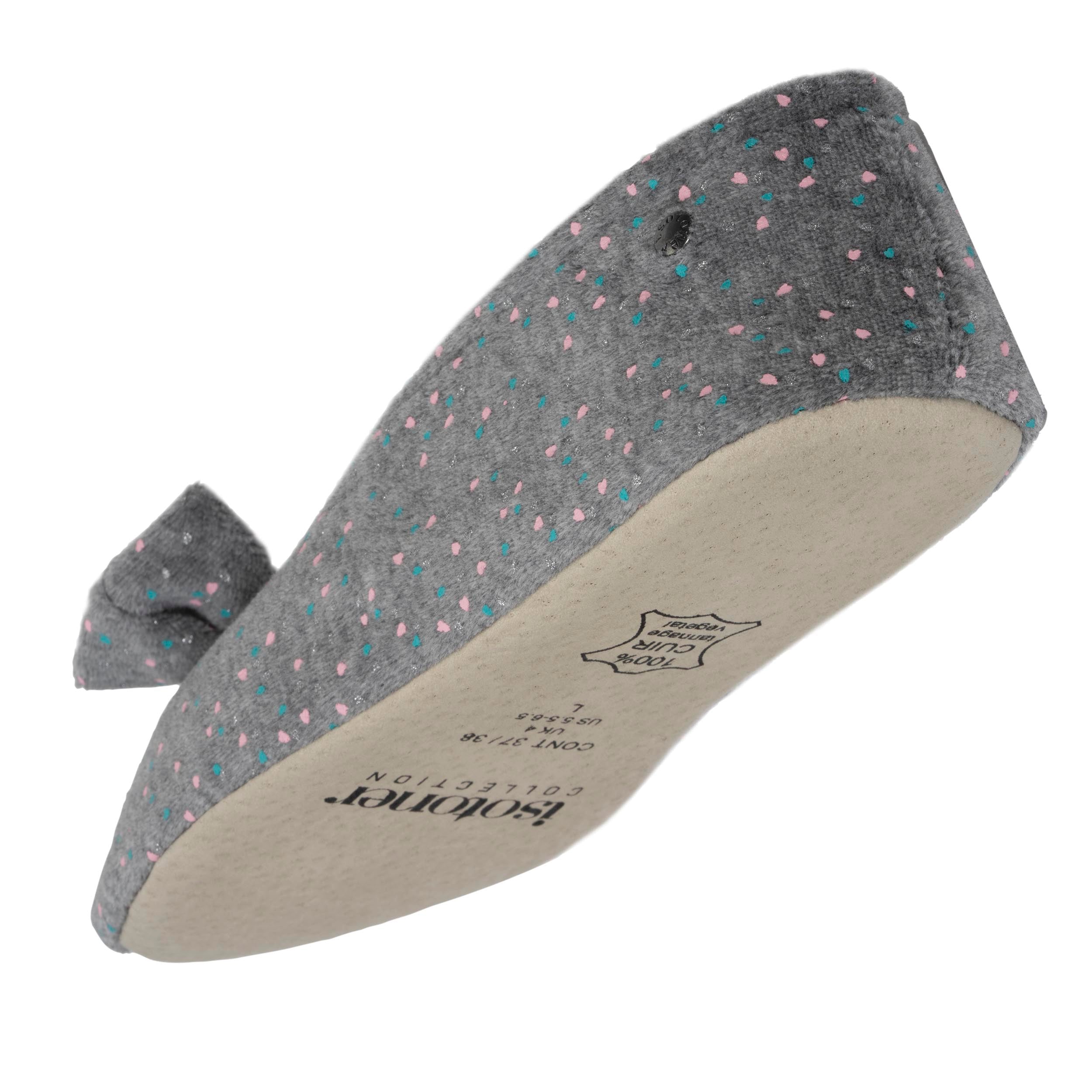 isotoner-chaussons-ballerines-femme-grand-n-ud-gris-chin image 5