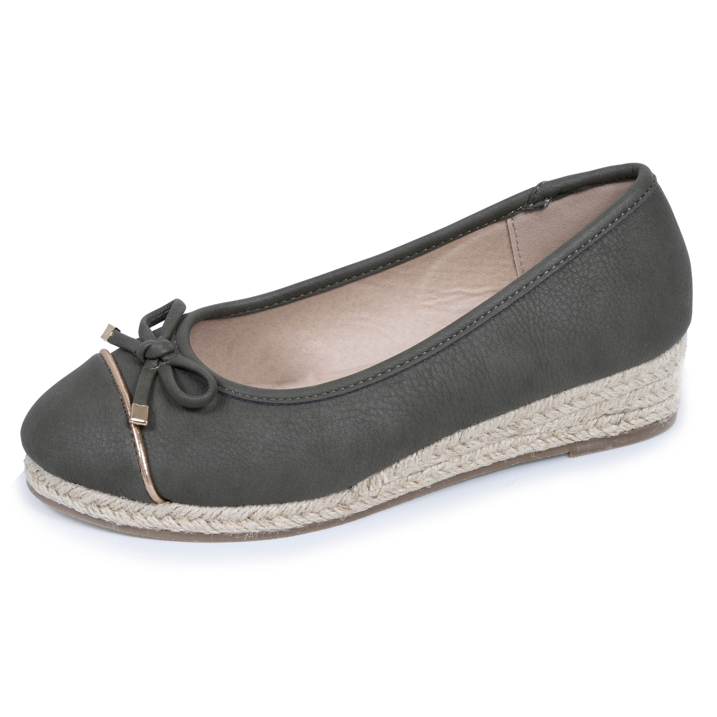 isotoner-ballerines-femme-corde-talon-compens-kaki image 1