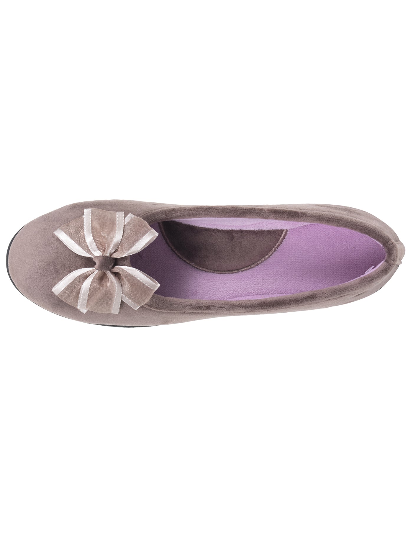 isotoner-chaussons-ballerines-femme-taupe-tulle-microvelours-everywear image 7