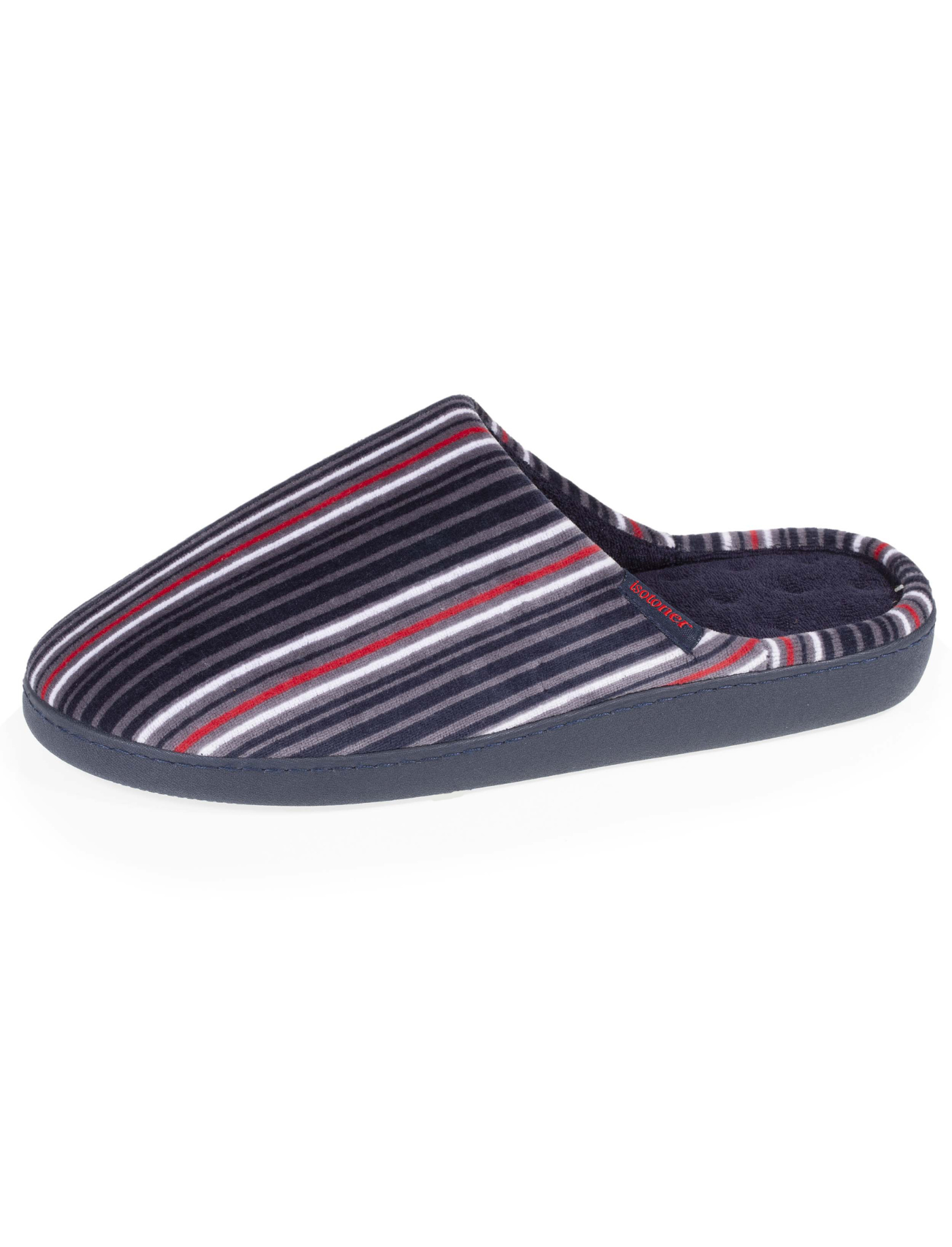 isotoner-chaussons-mules-homme-rayures-bleues-m-moire-de-forme image 6