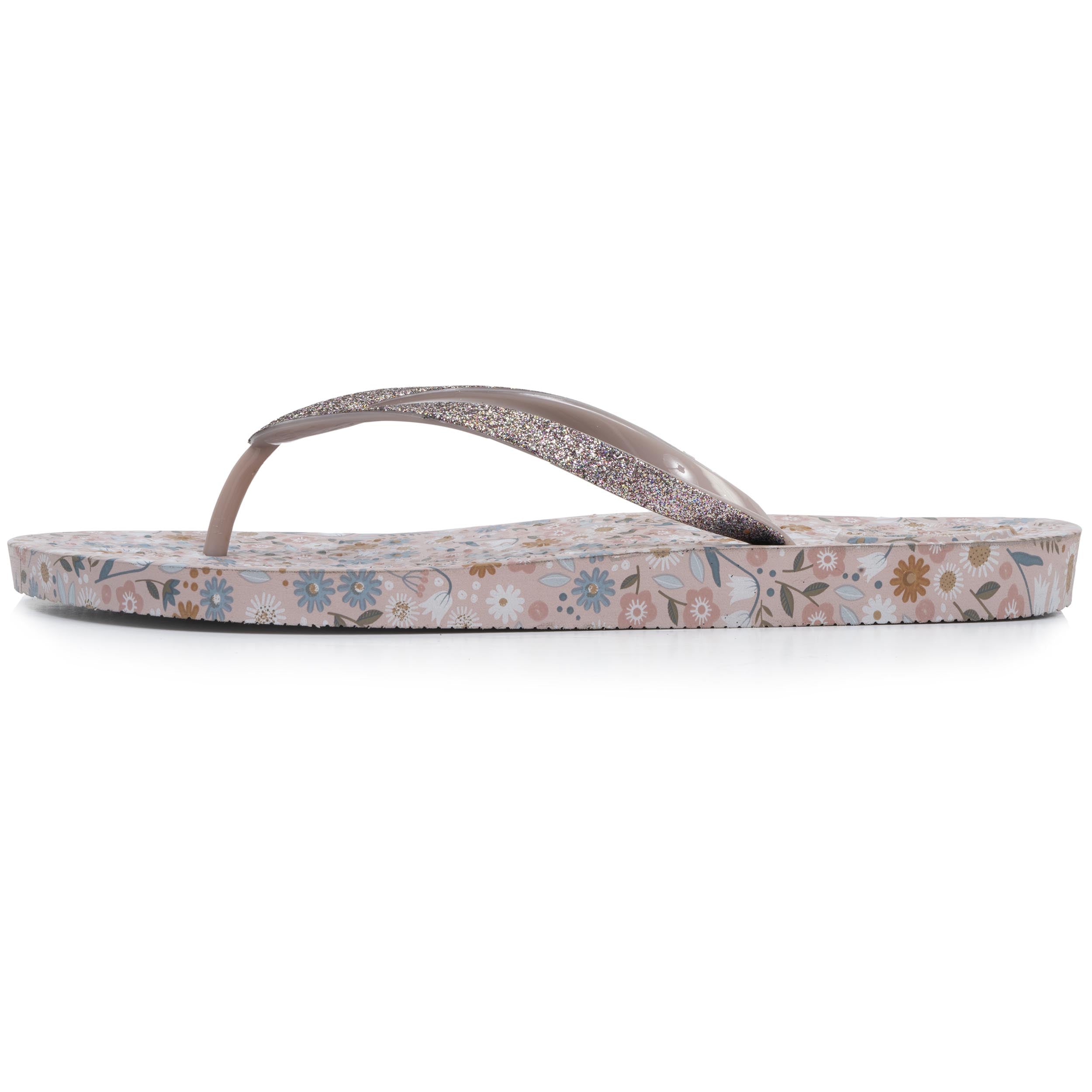 isotoner-tongs-femme-fleurs-taupe-everywear-confort image 3