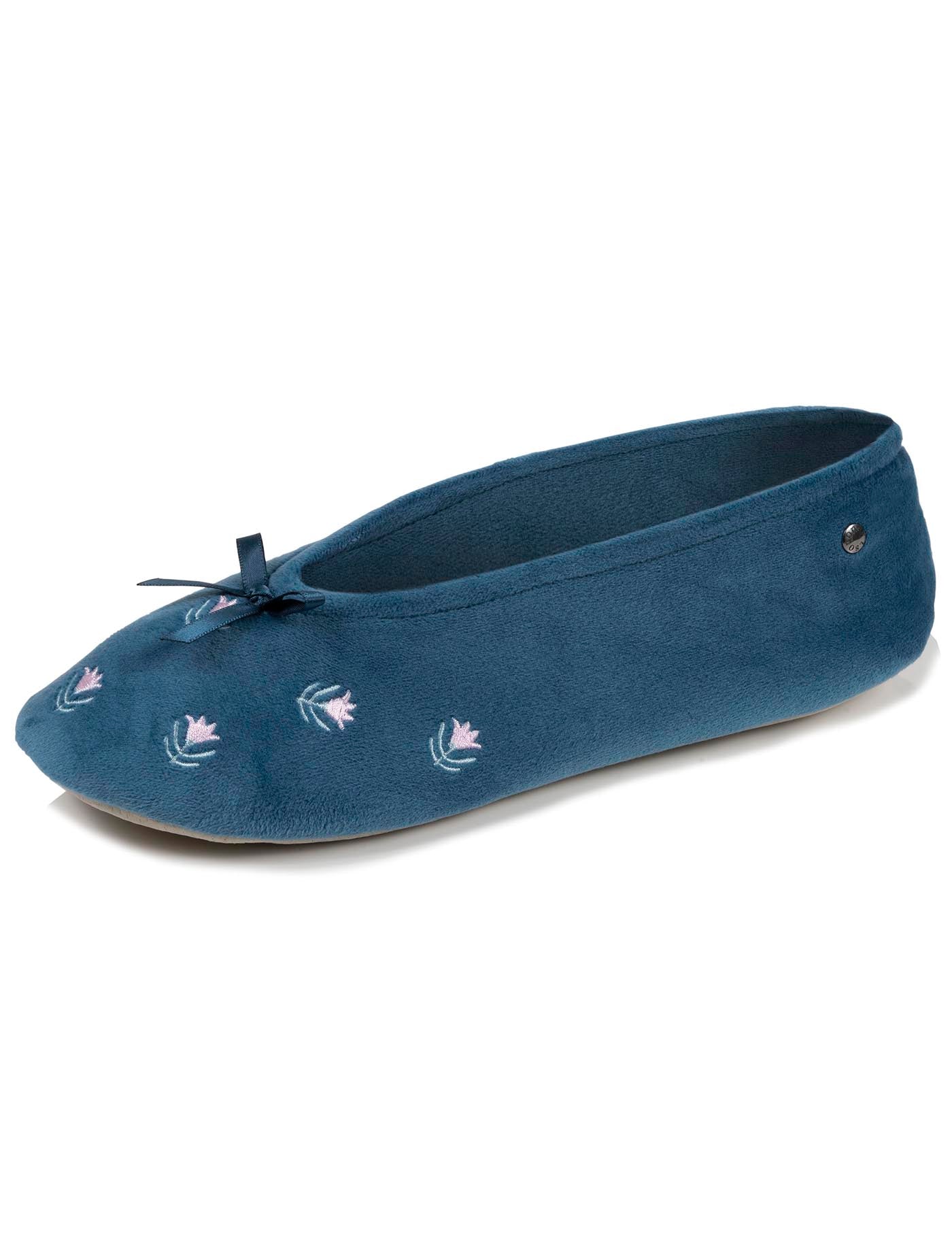 isotoner-chaussons-ballerines-femme-grand-n-ud-bleu-fleurs image 6