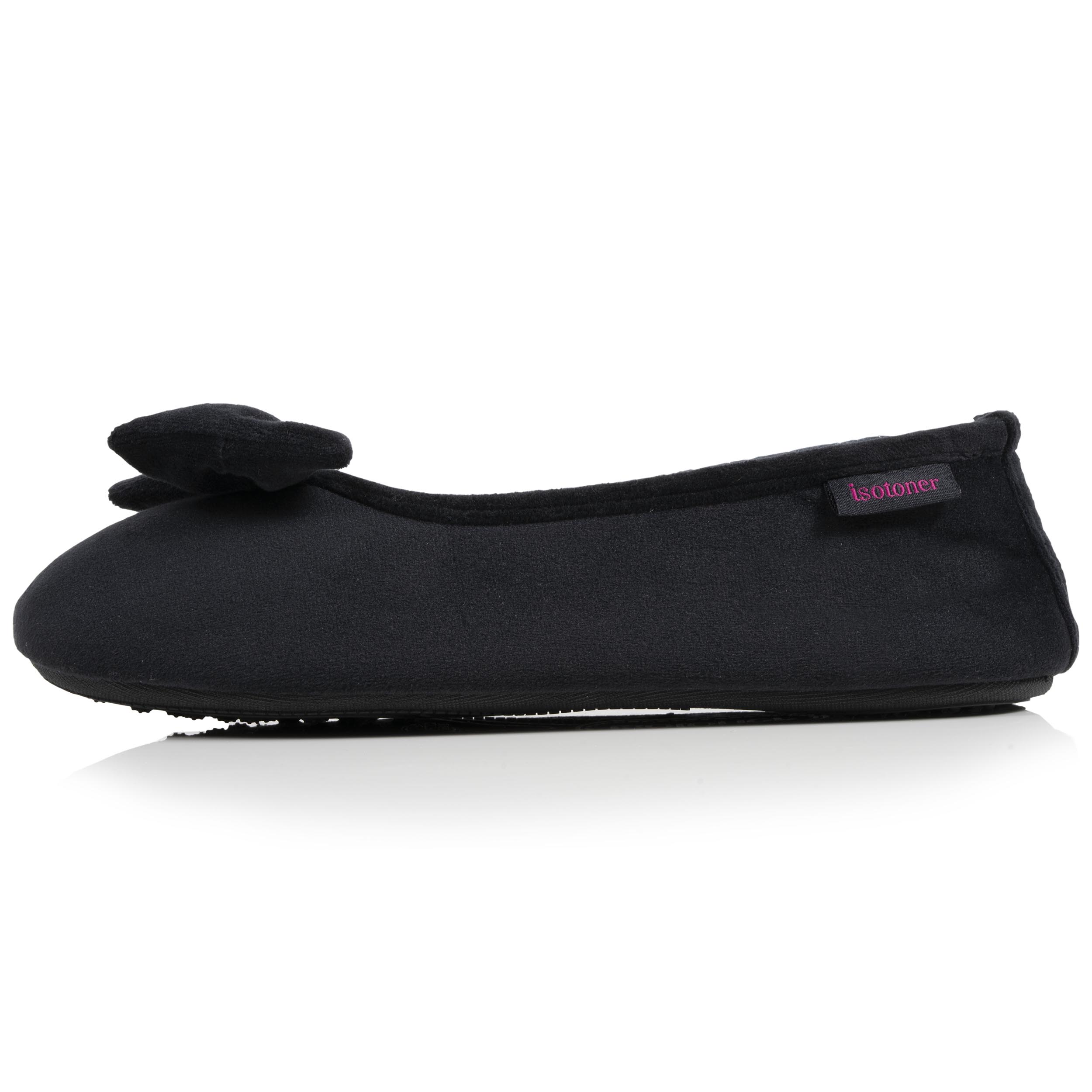 isotoner-chaussons-ballerines-femme-noir-int-rieur-carreaux-rouges image 4
