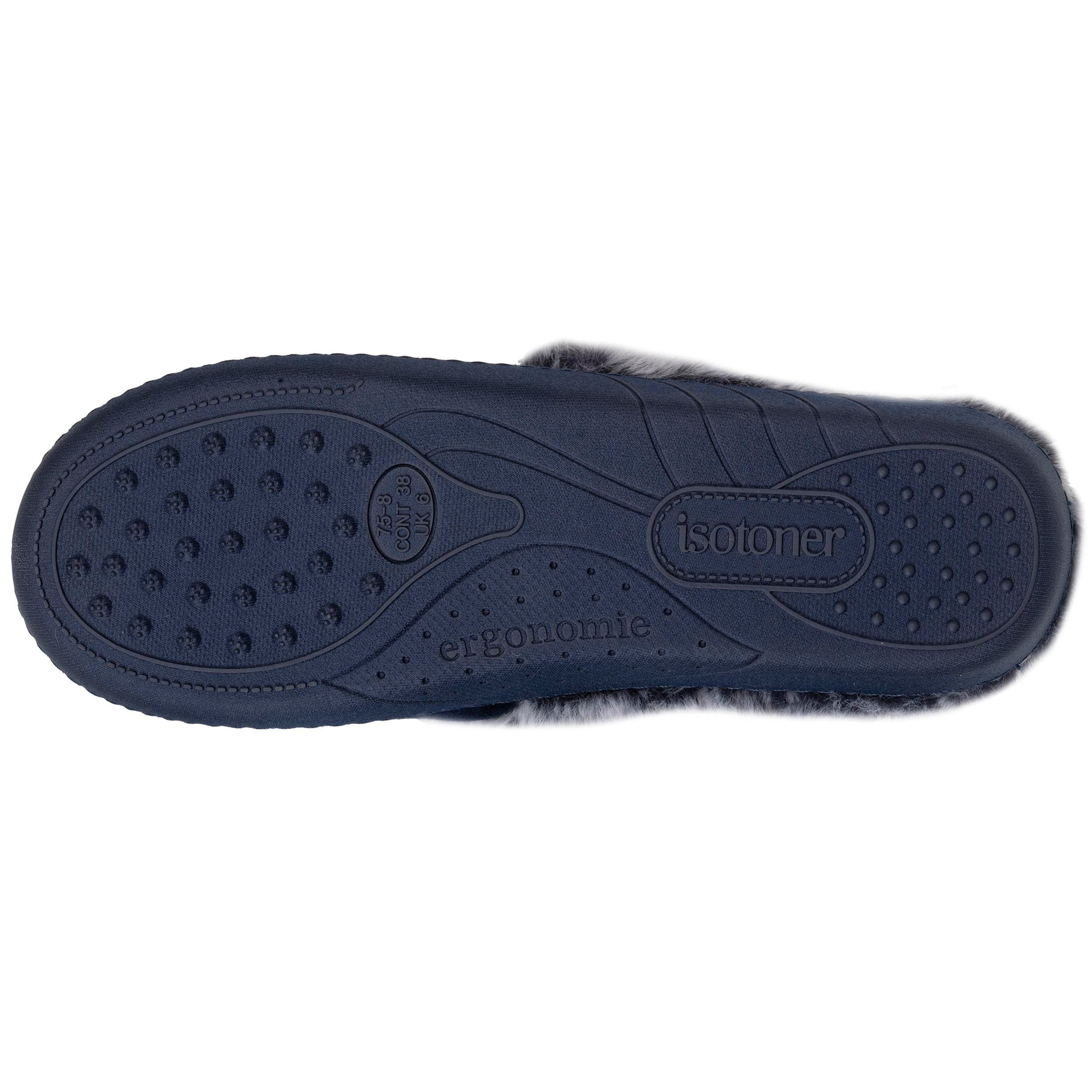 isotoner-chaussons-mules-femme-bord-fourr-marine image 5