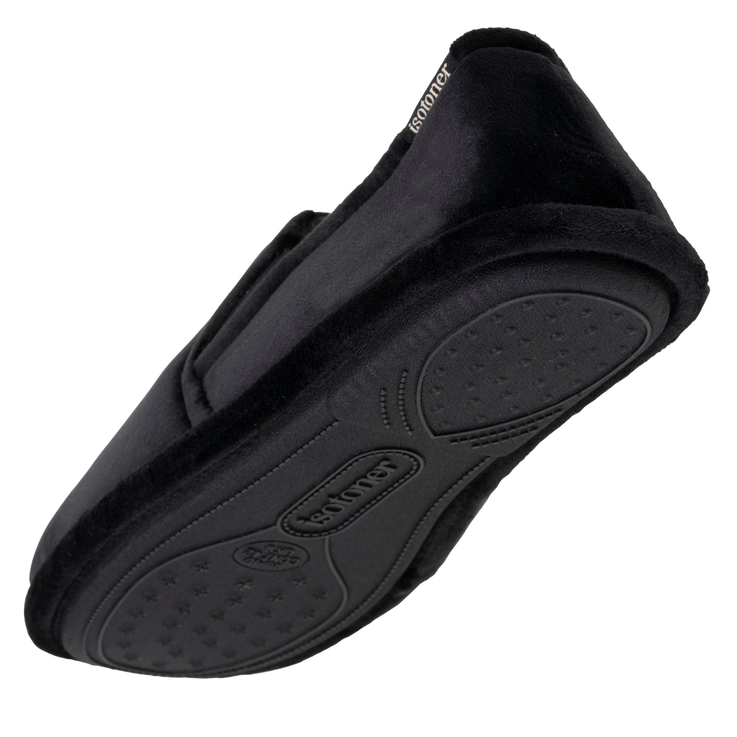 isotoner-chaussons-sans-g-nes-homme-noir-tartan-lastiqu-s image 5