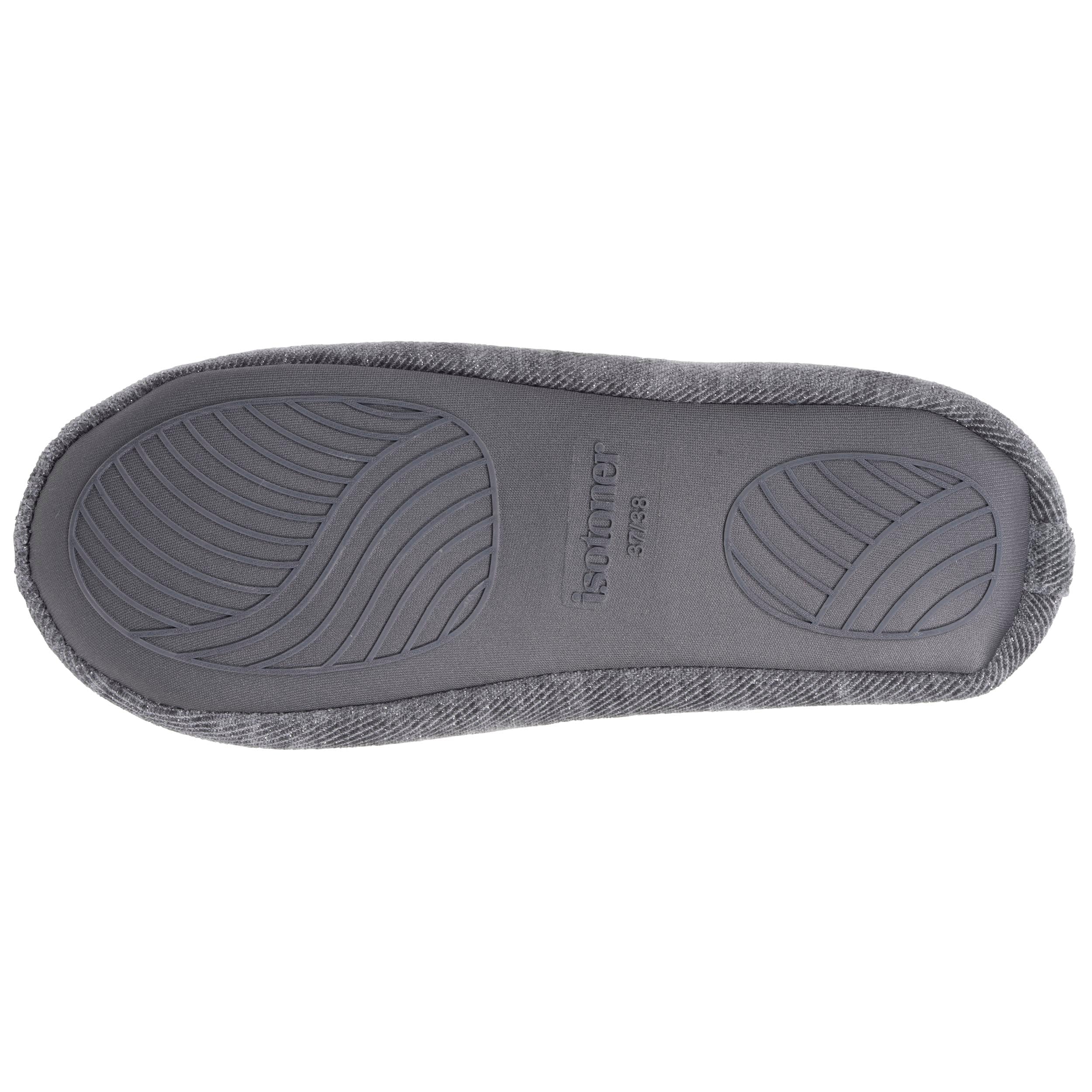 isotoner-chaussons-ballerines-femme-paillet-gris-fonc image 4