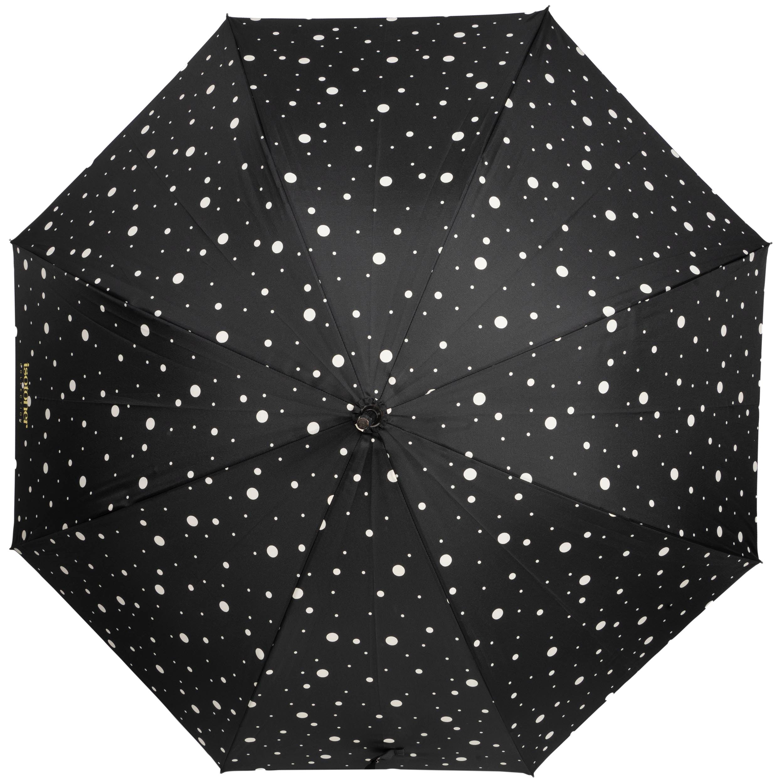 isotoner-parapluie-canne-auto-pois-noir-jaune-90-cm image 3