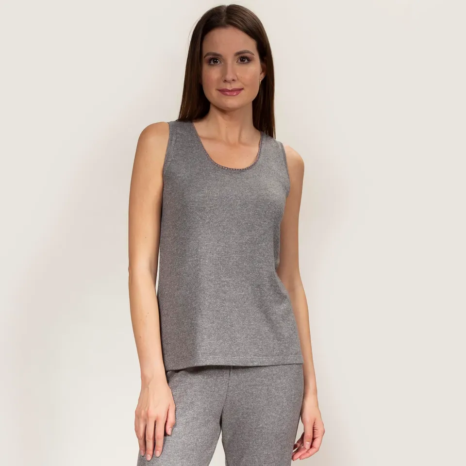 isotoner-d-bardeur-femme-gris-chin-dentelle-homewear-ultra-doux image 1