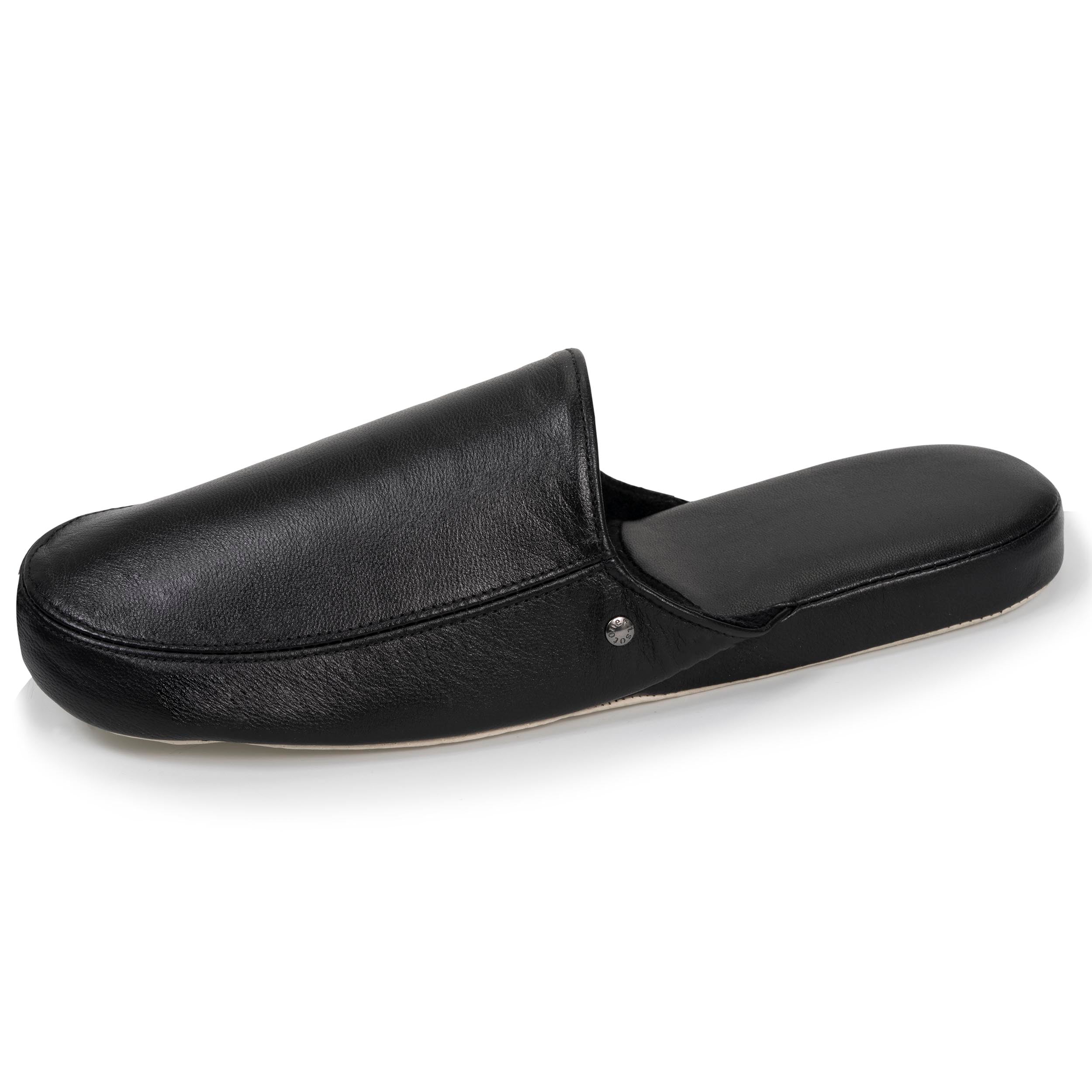 isotoner-chausson-mules-cuir-homme-noir image 1