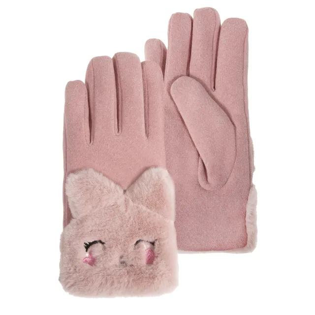 isotoner-gants-fille-6-8-ans-rose-fourrure-chat image 1