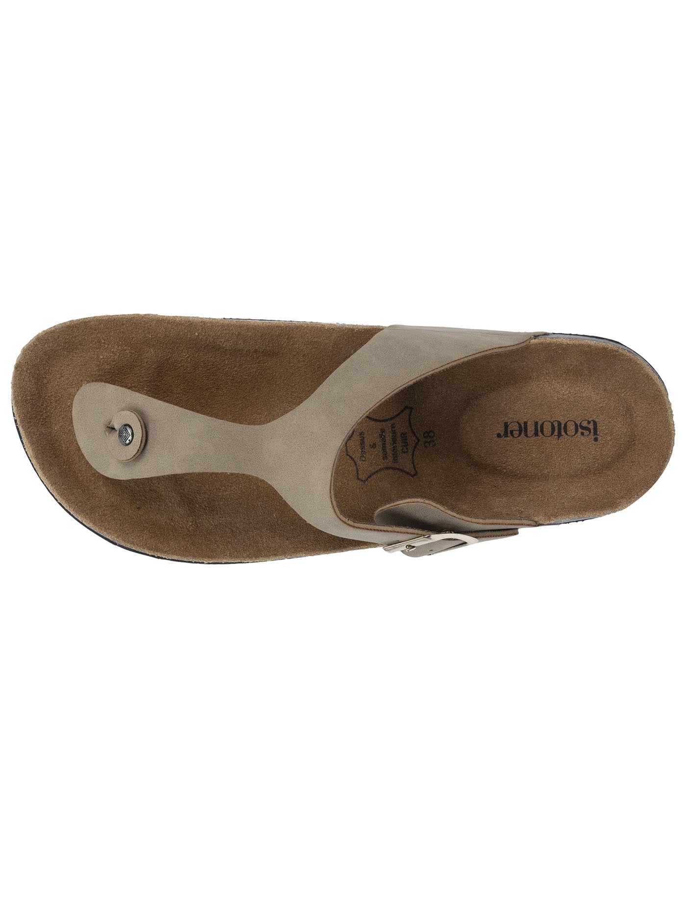 isotoner-sandales-tongs-femme-bride-taupe-cuir image 7