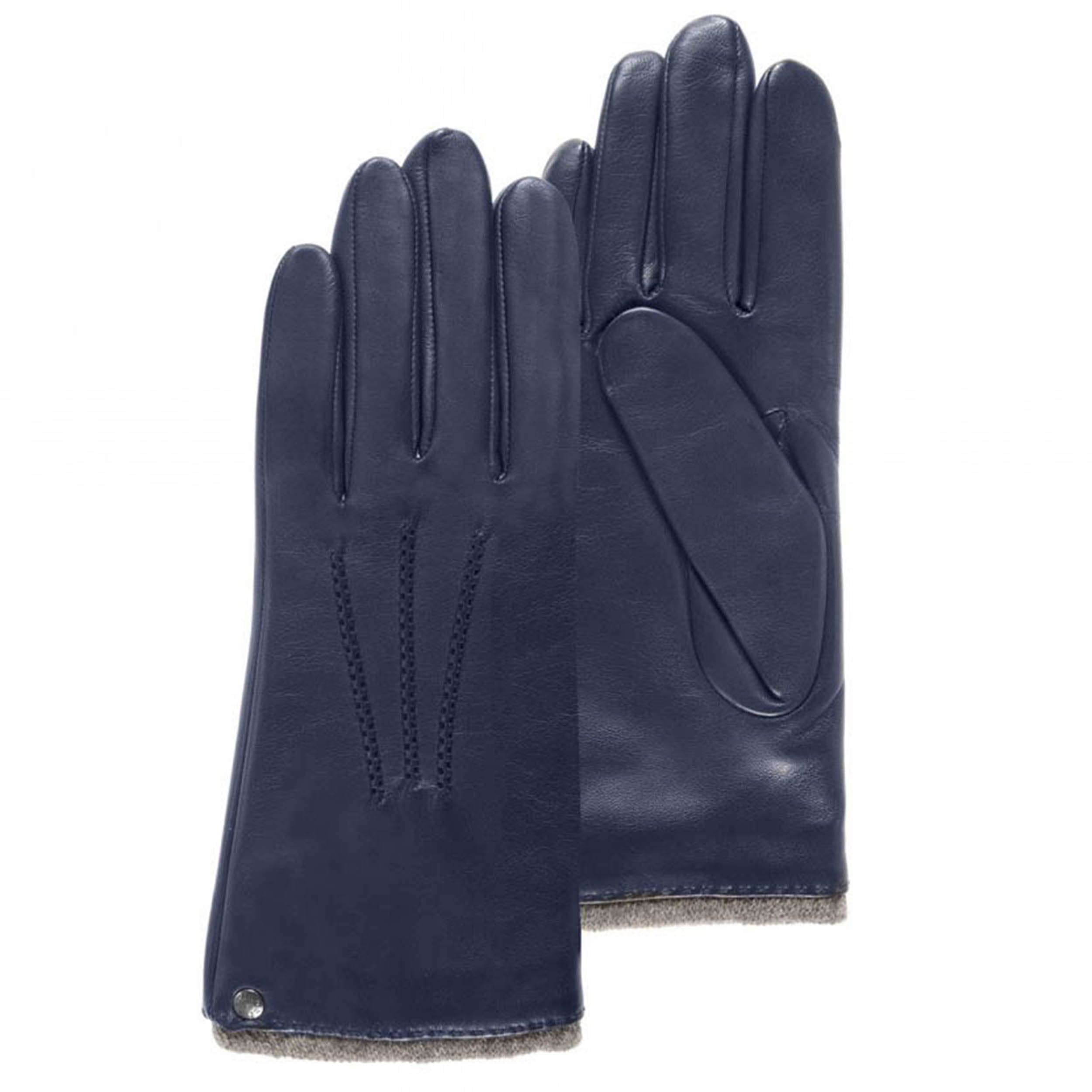 isotoner-gants-femme-cuir-marine-chaud-agneau-pleine-fleur-doublure-cachemire image 1