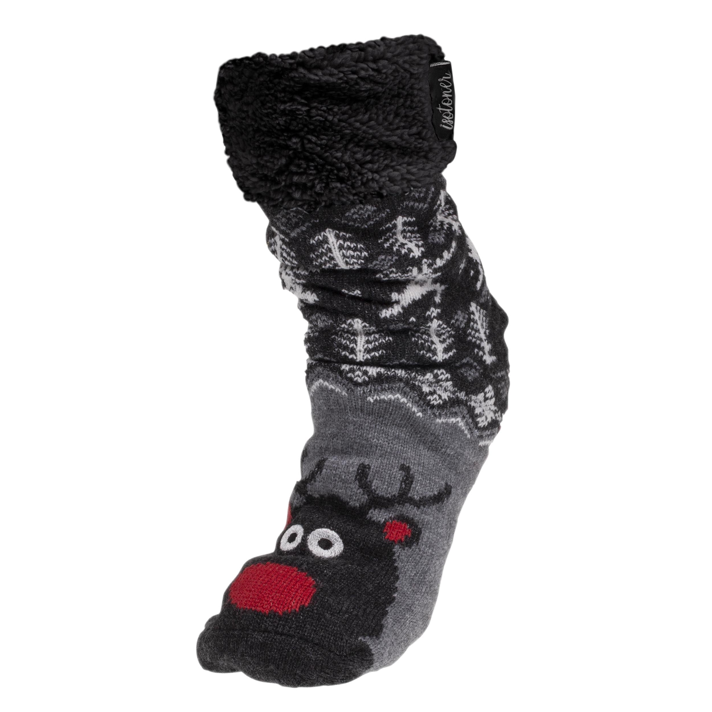 isotoner-chaussettes-fourr-es-homme-gris-no-l-renne image 1
