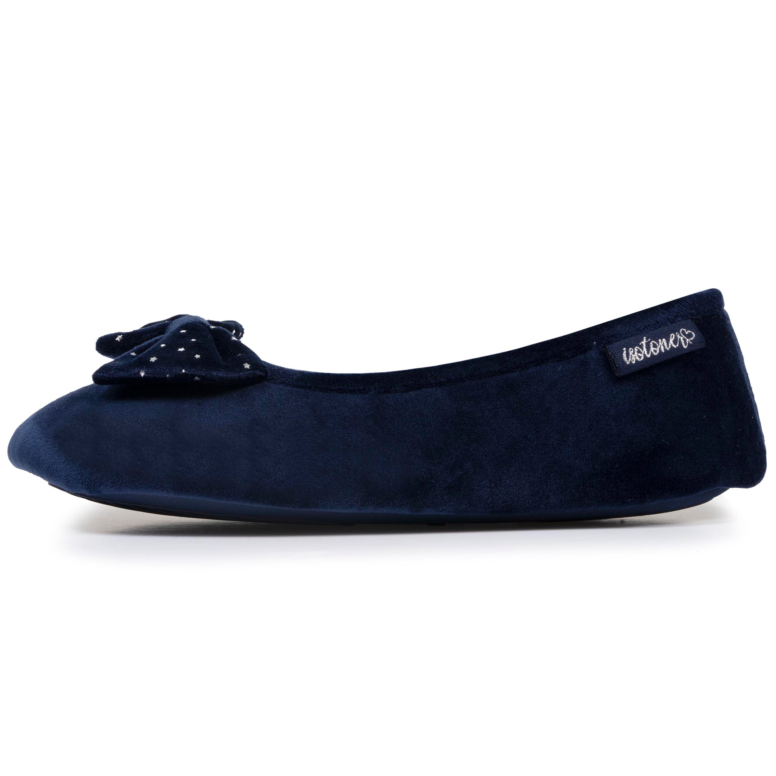 isotoner-chaussons-ballerines-femme-n-ud-toil-marine image 3