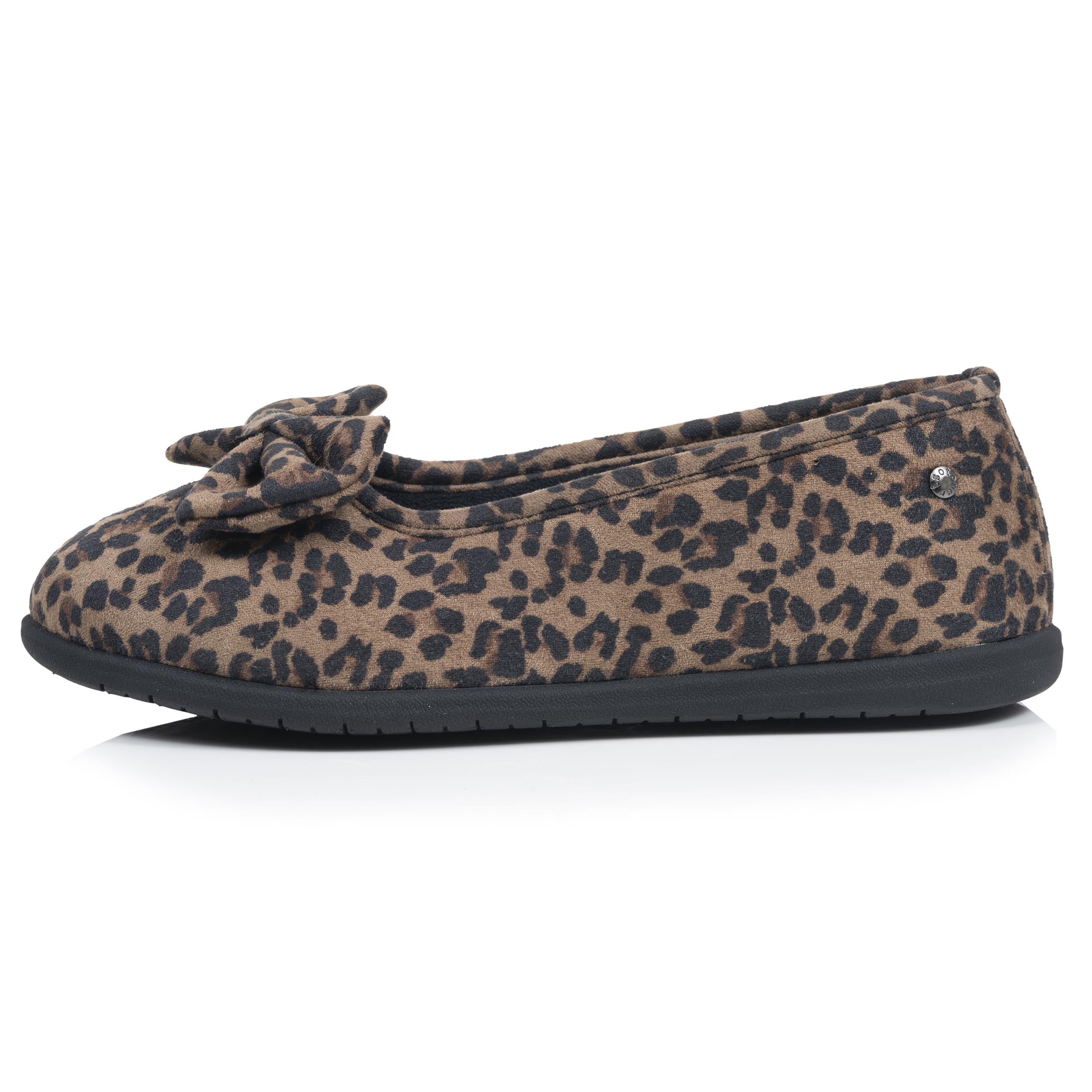 isotoner-chaussons-ballerines-femme-l-opard-fonc image 4
