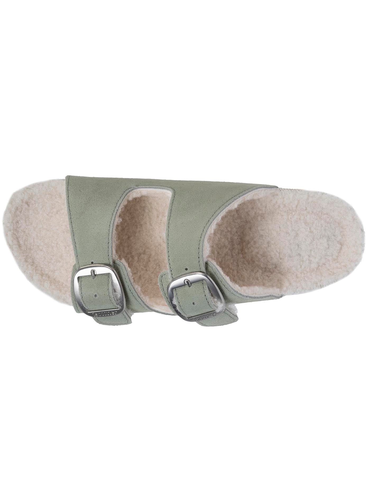 isotoner-chaussons-sandales-femme-sherpa-vert-d-eau-cuir image 7