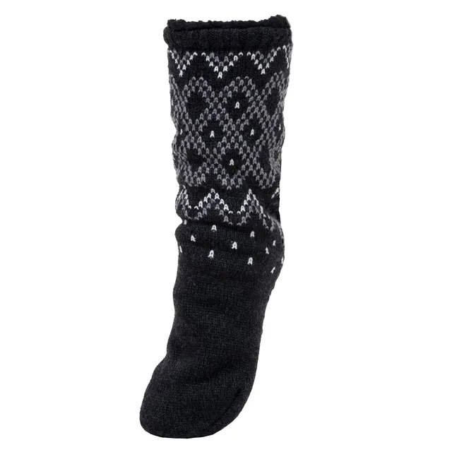isotoner-chaussettes-fourr-es-homme-jacquard-gris image 1