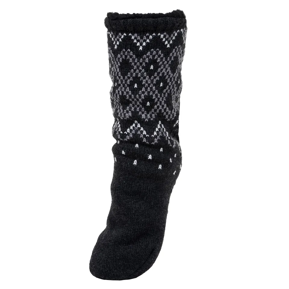 isotoner-chaussettes-fourr-es-homme-jacquard-gris image 1