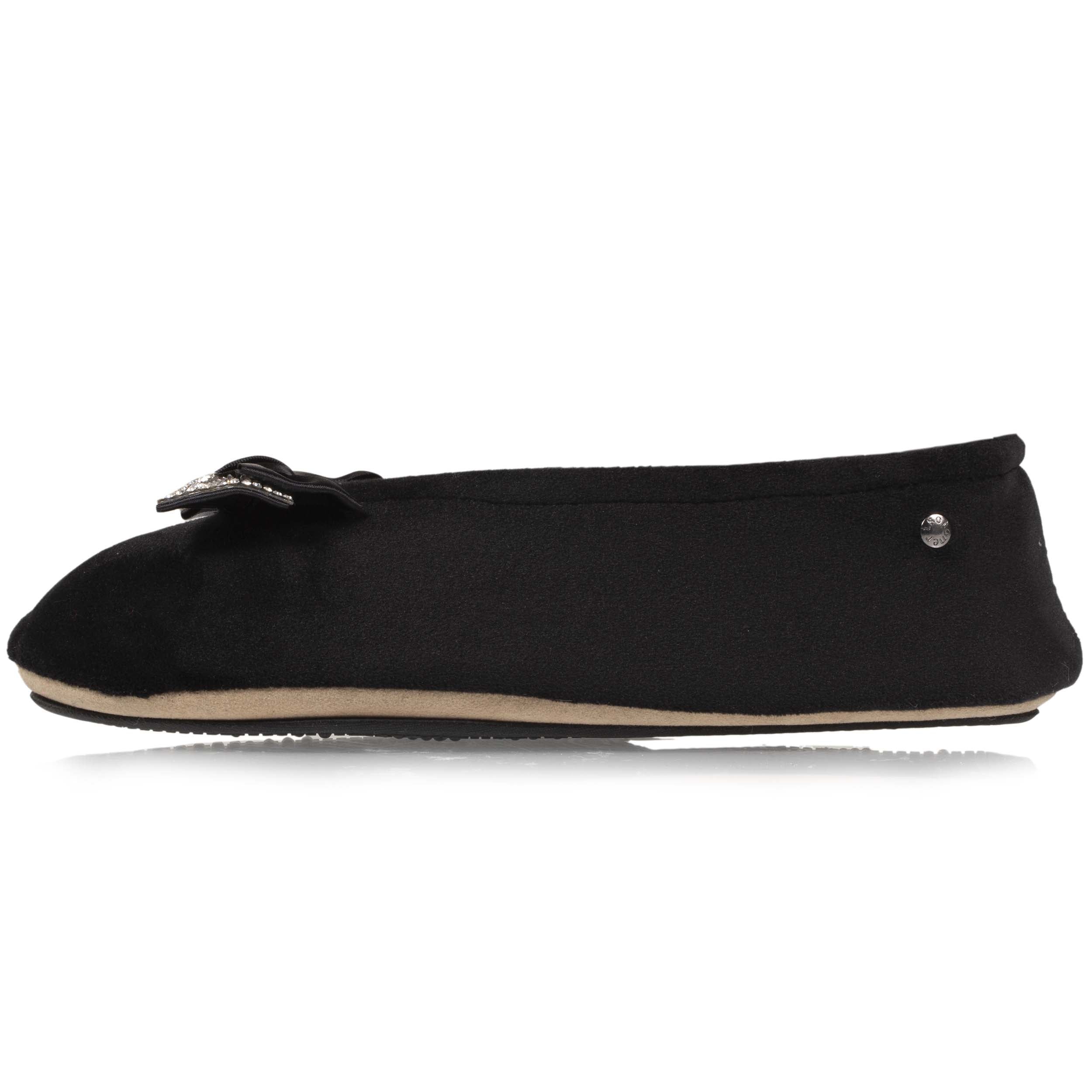 isotoner-chaussons-ballerines-femme-n-ud-bijou-noir image 3