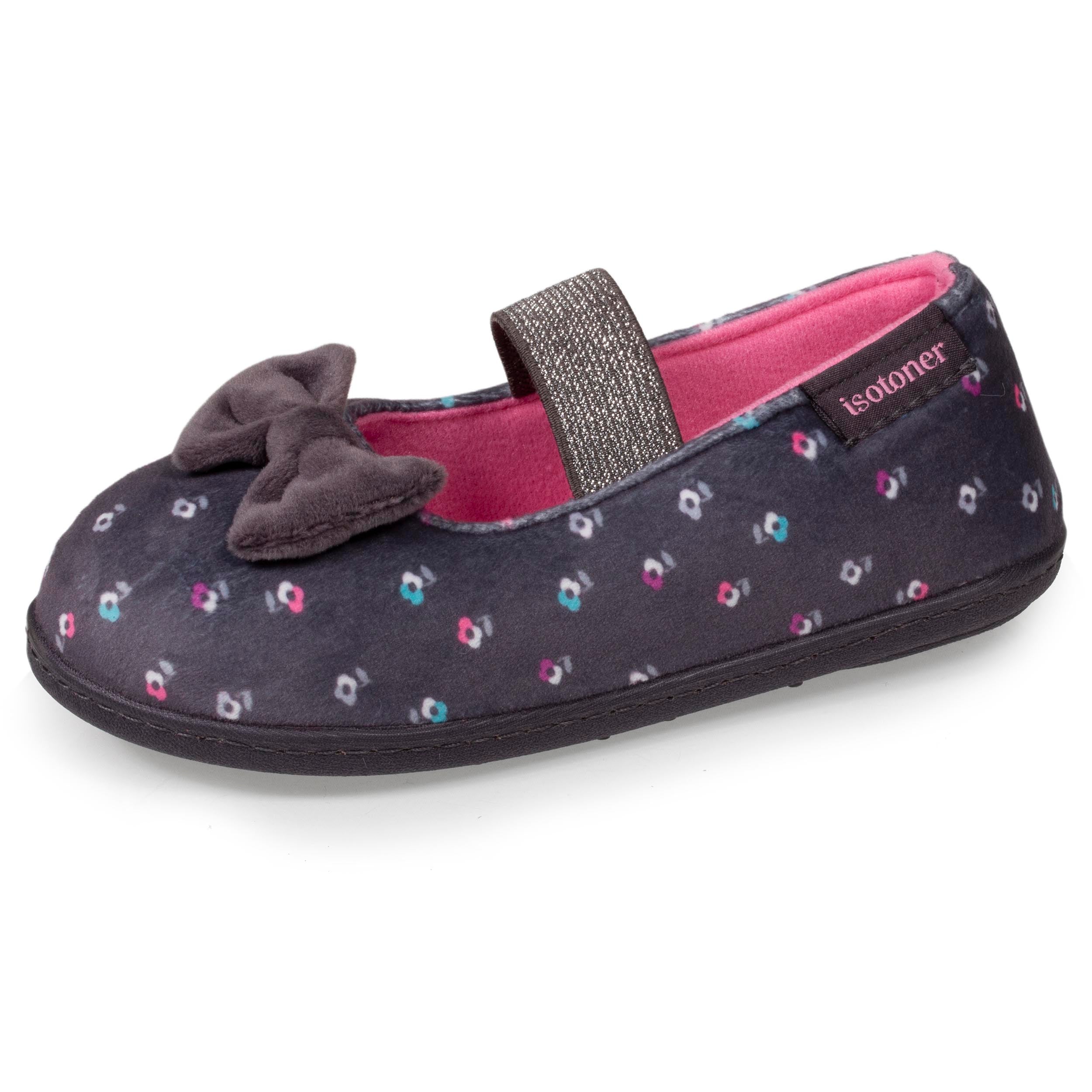 isotoner-chaussons-ballerines-enfant-fleurs-fille image 1