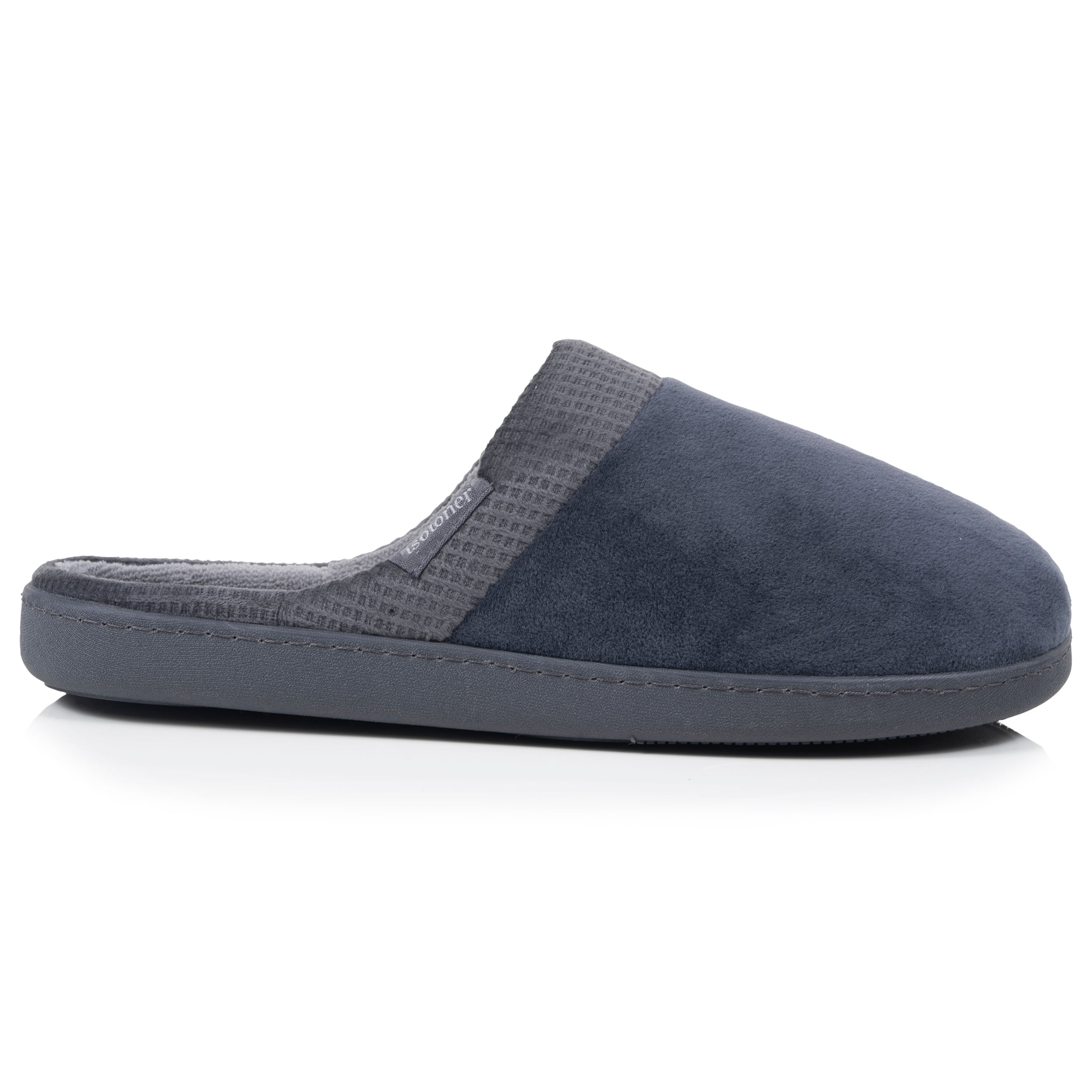 isotoner-chaussons-mules-homme-carr-s-gris-ergonomiques image 8