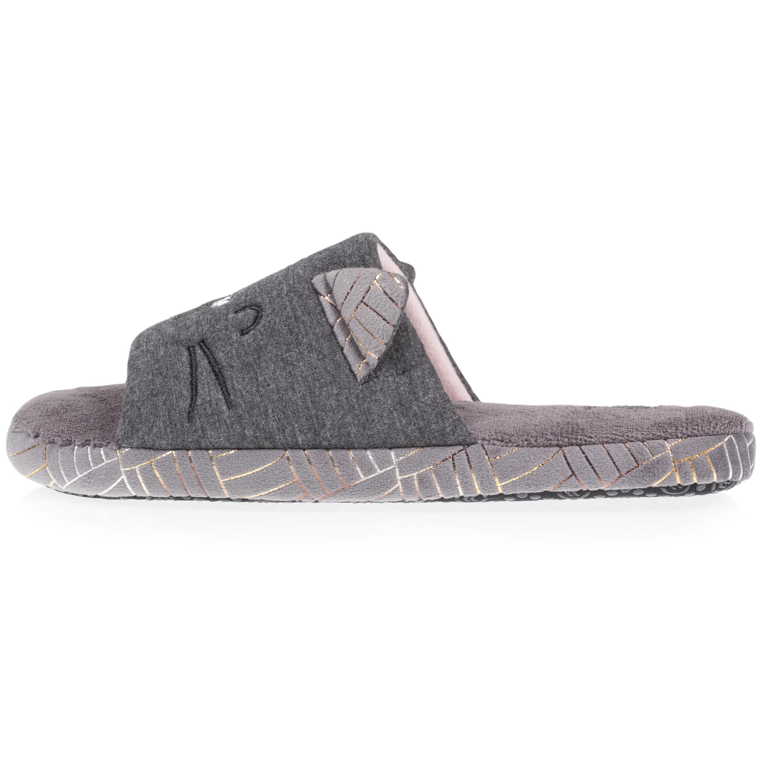 isotoner-chaussons-sandales-mules-femme-3d-gris-chin-fonc image 3