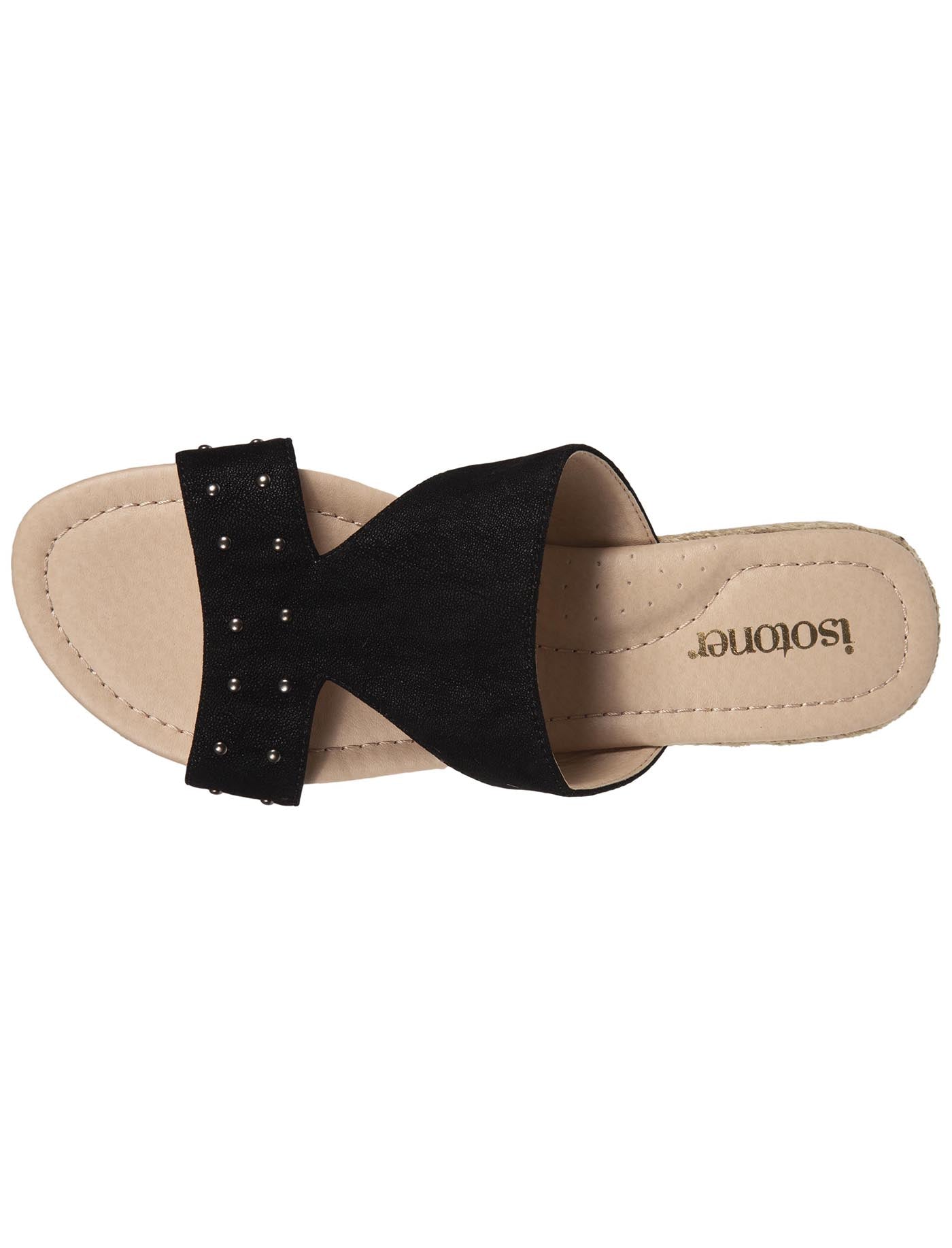 isotoner-mules-femme-talon-corde-effet-su-d-noir-m-moire-de-forme image 7