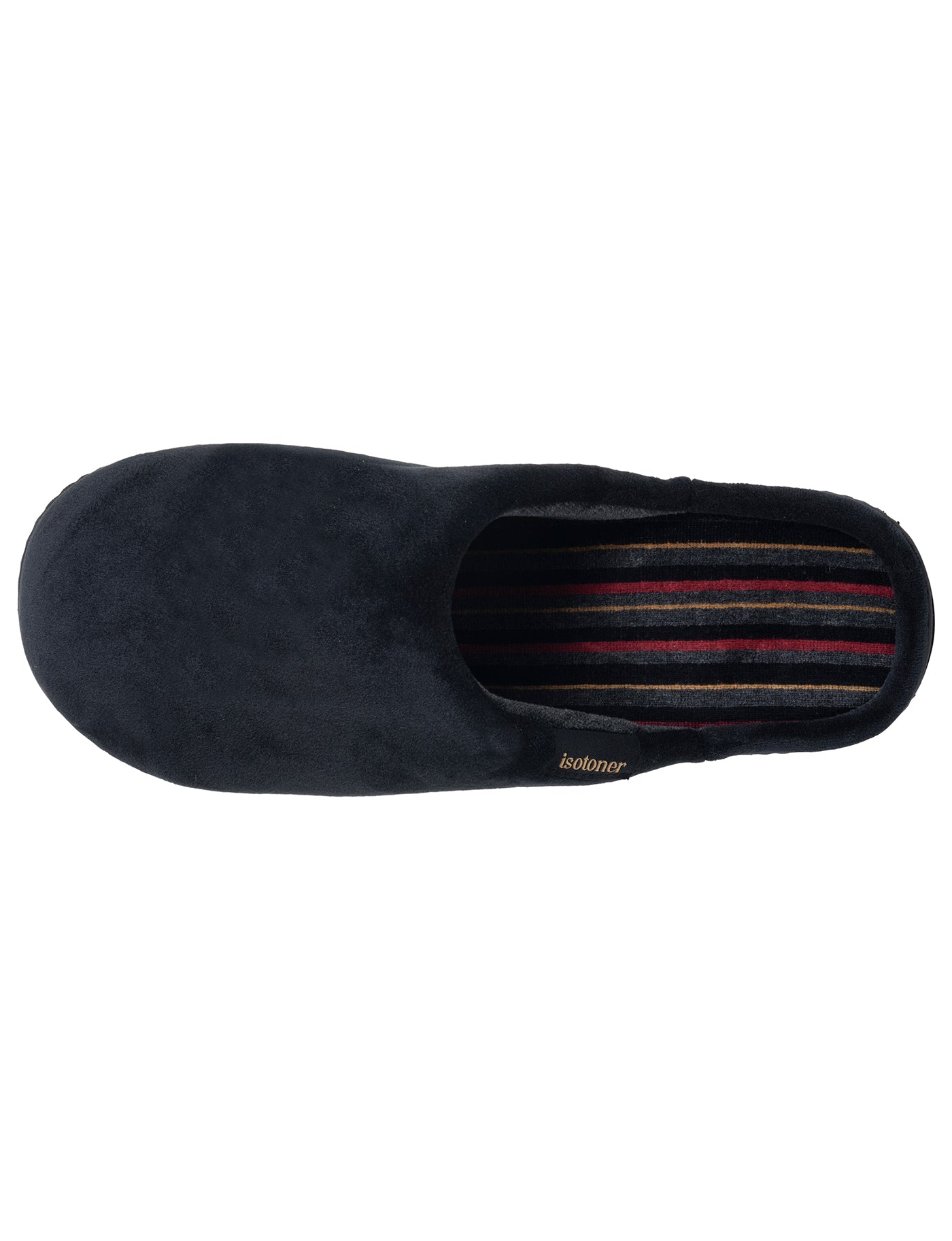 isotoner-chaussons-mules-homme-noir-rayures-bordeaux image 7