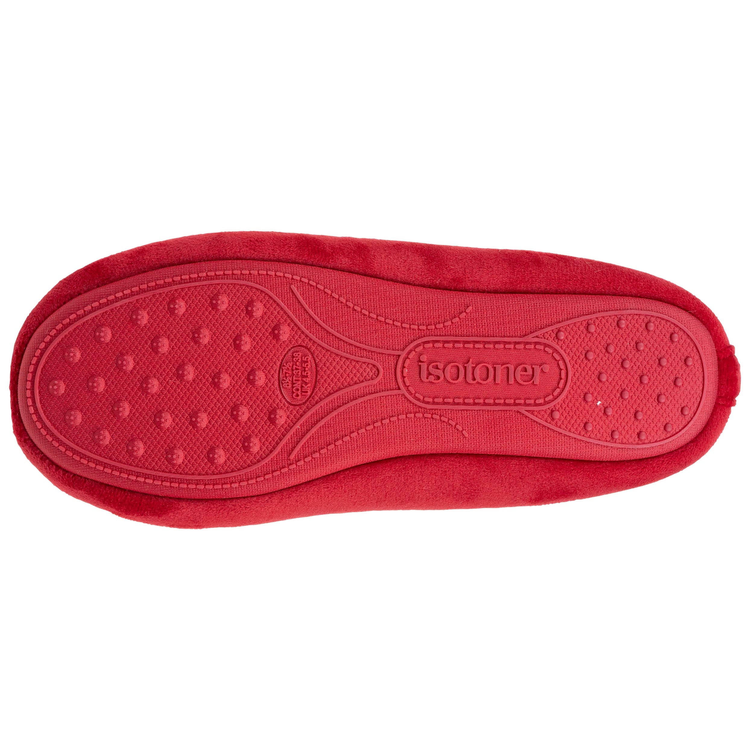 isotoner-chaussons-ballerines-femme-rouge-m-moire-de-forme image 5