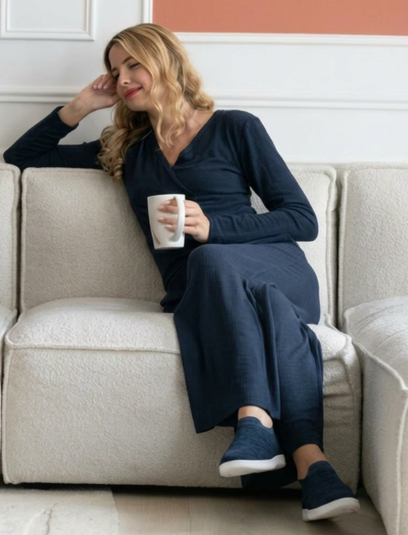 isotoner-pantalon-large-femme-marine-viscose-ecovero image 5